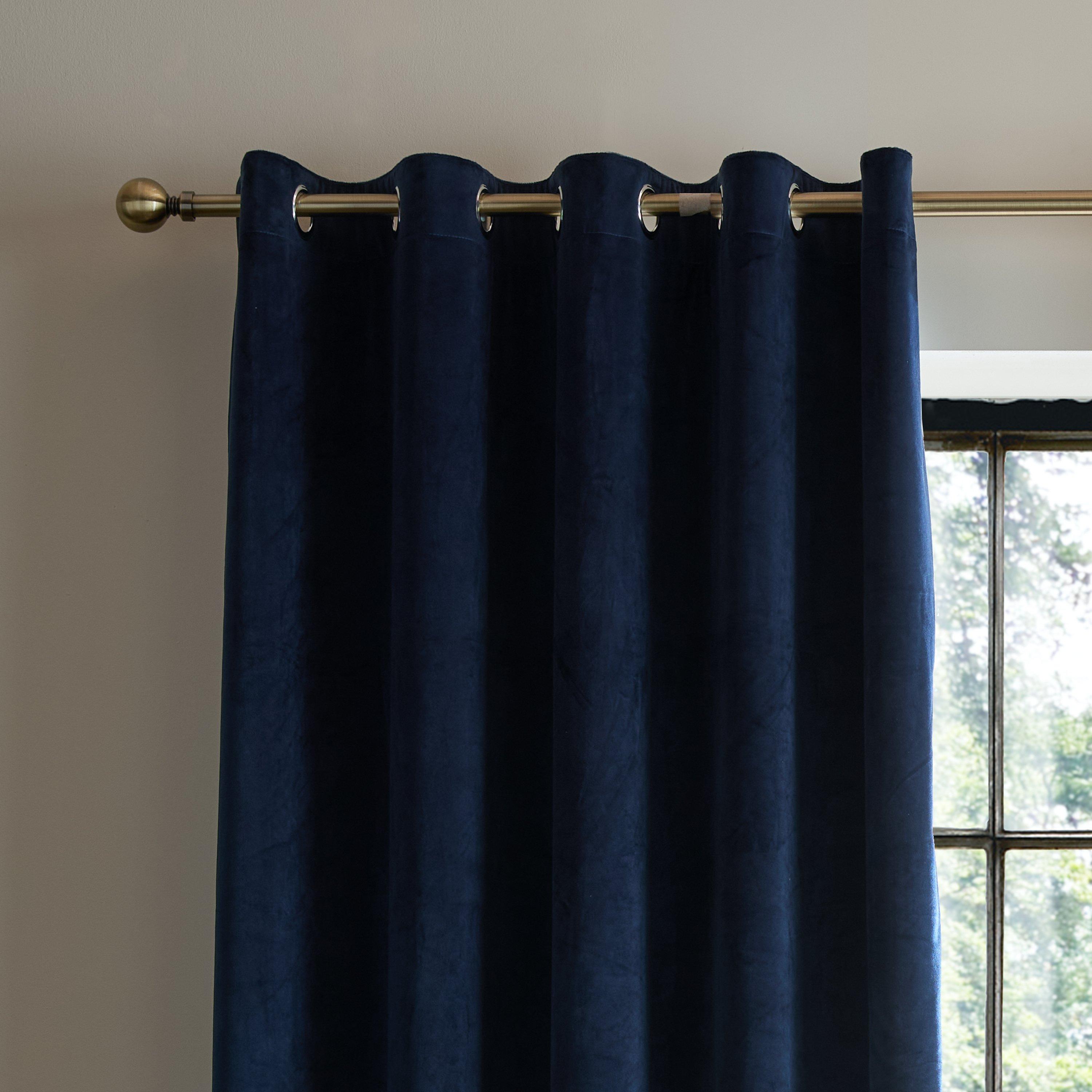 Navy - Catherine Lansfield - Super Thermal Blackout Matt Velour Eyelet Curtains - 3