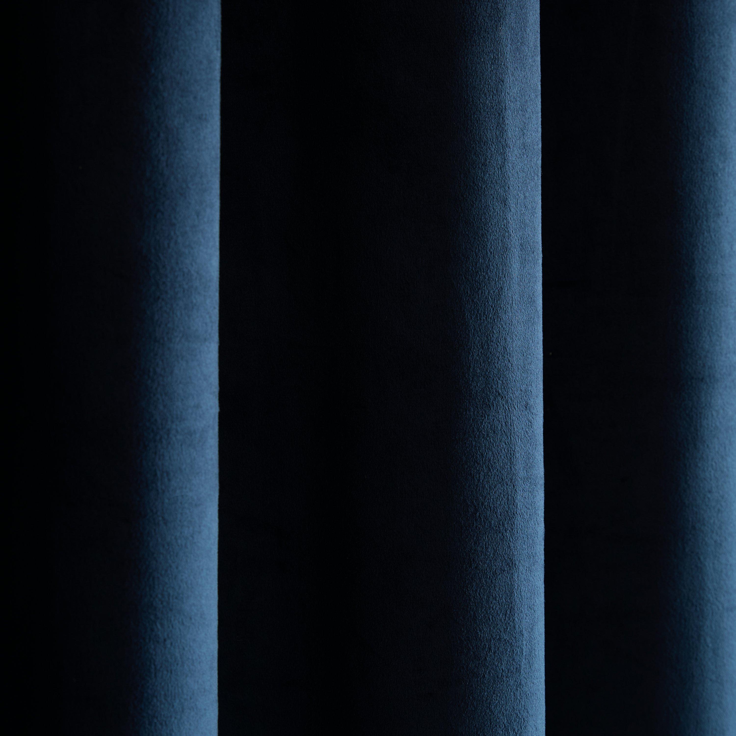 Navy - Catherine Lansfield - Super Thermal Blackout Matt Velour Eyelet Curtains - 4