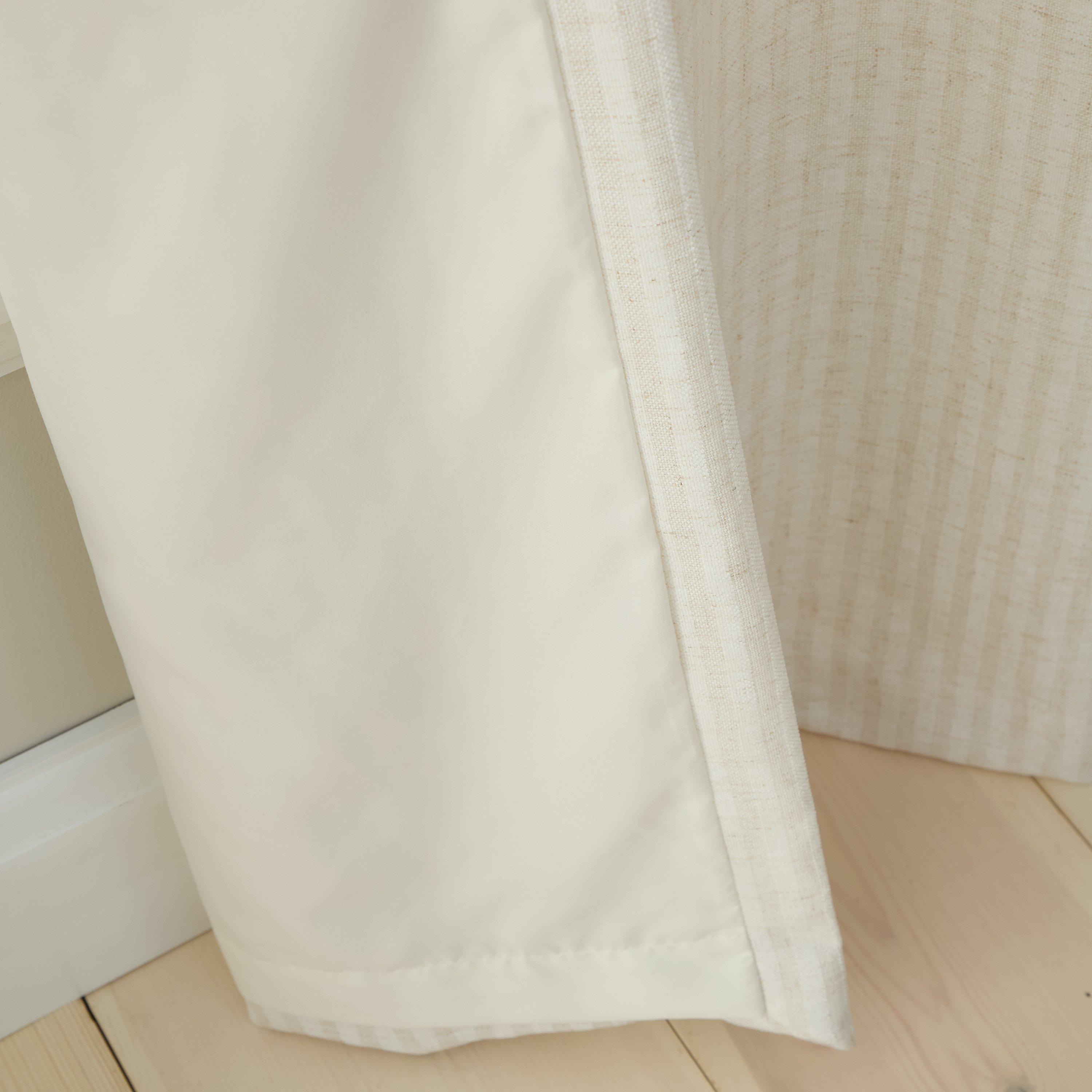 Cream - Bianca - Chenille Stripe Lined Eyelet Curtains - 5