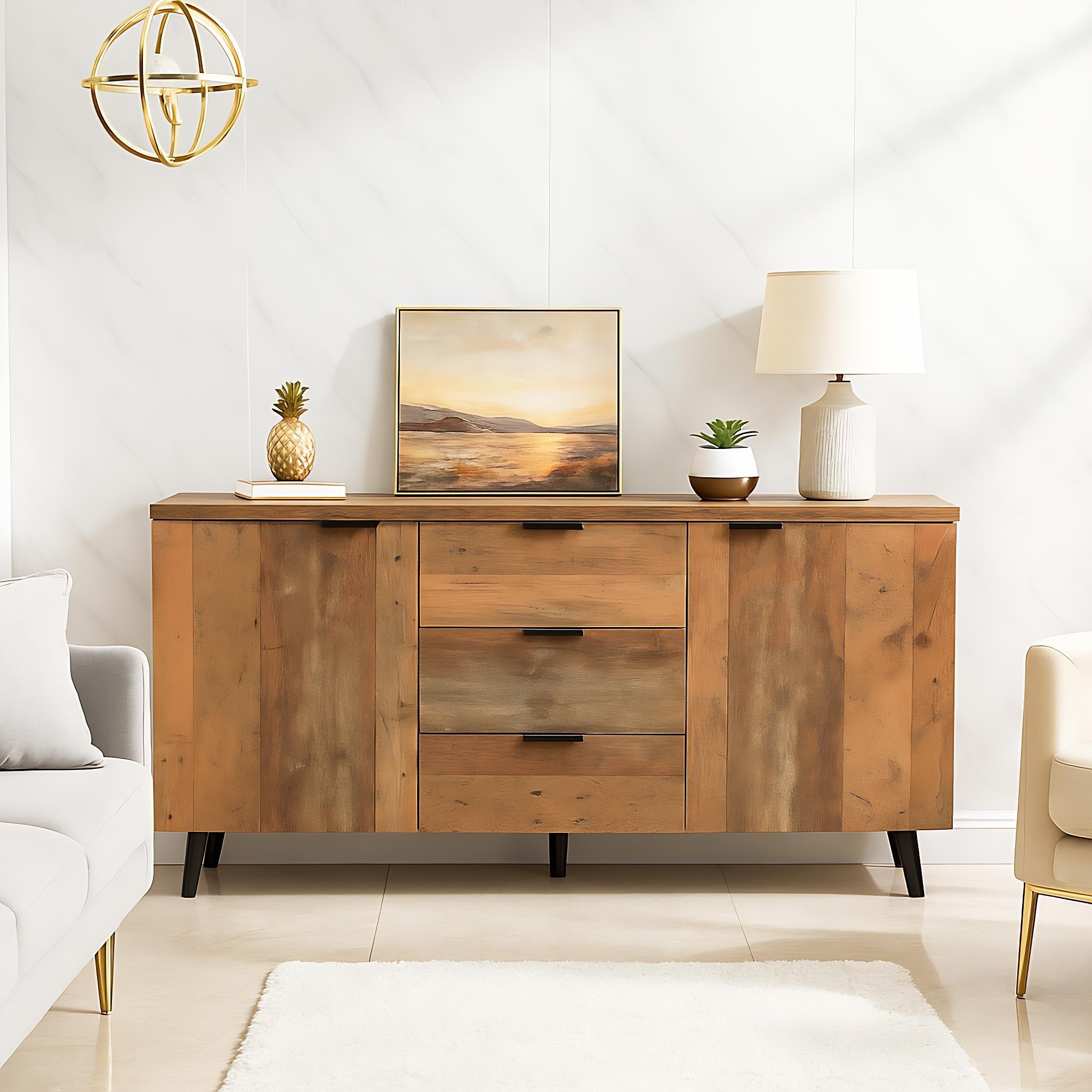 Brown - Urban Meuble - Rustic Wood Chest Bedroom Storage Durable Design - 2