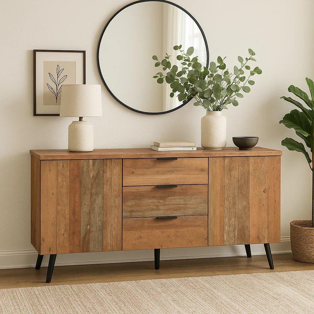 Brown - Urban Meuble - Rustic Wood Chest Bedroom Storage Durable Design - 3