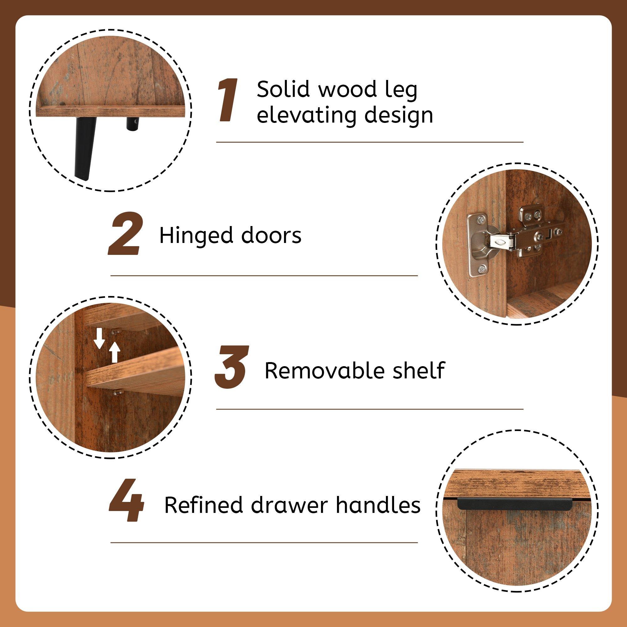 Brown - Urban Meuble - Rustic Wood Chest Bedroom Storage Durable Design - 6