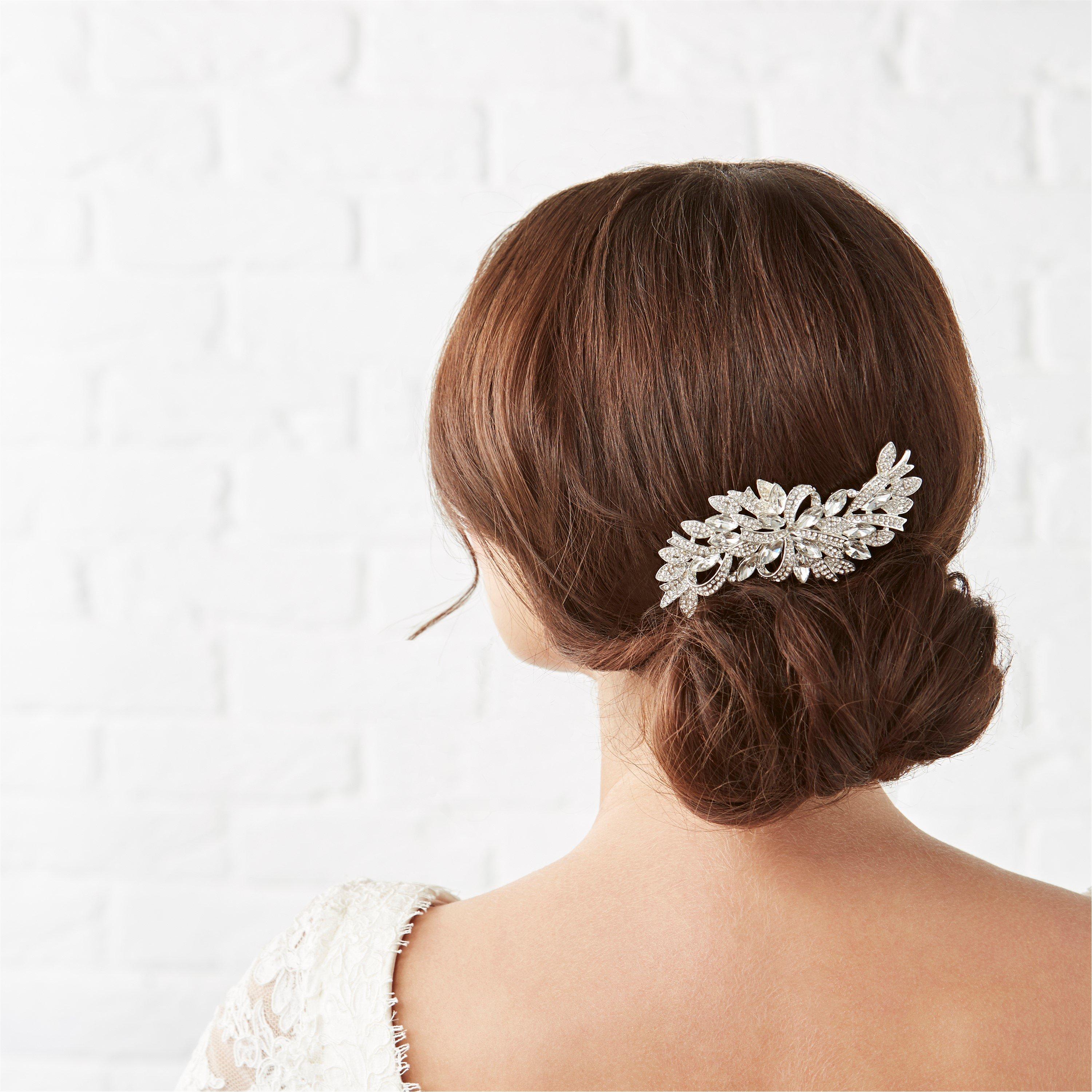 Silver - Jon Richard - Silver Navette Crystal Ribbon Swirl Comb - 2