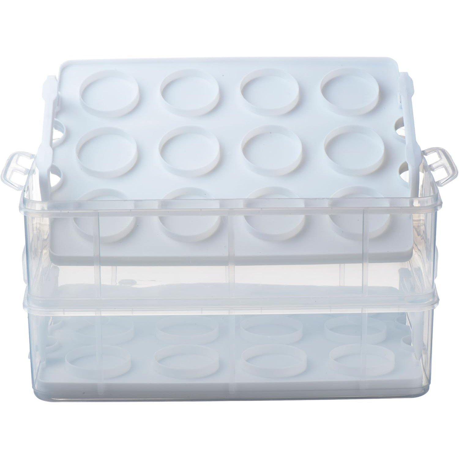 Clear - VonShef - 24Pcs Cupcake Carrier with Handle Two Tier - 6