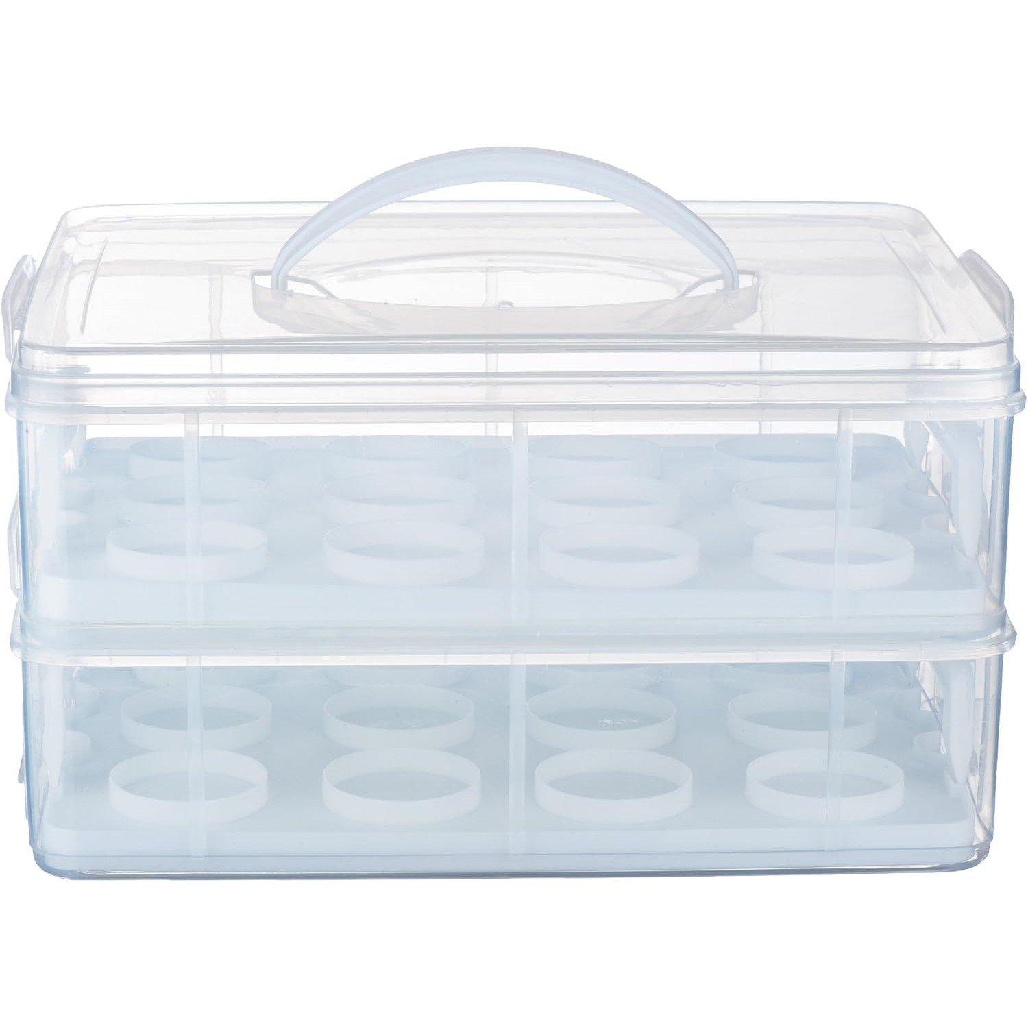 Clear - VonShef - 24Pcs Cupcake Carrier with Handle Two Tier - 7