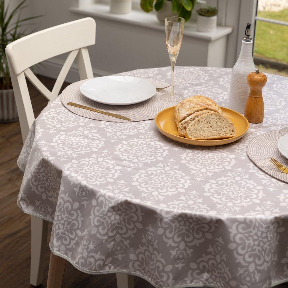 Beige - D C Fix - Geometric Wipe Clean Polyester Tablecloth - 6
