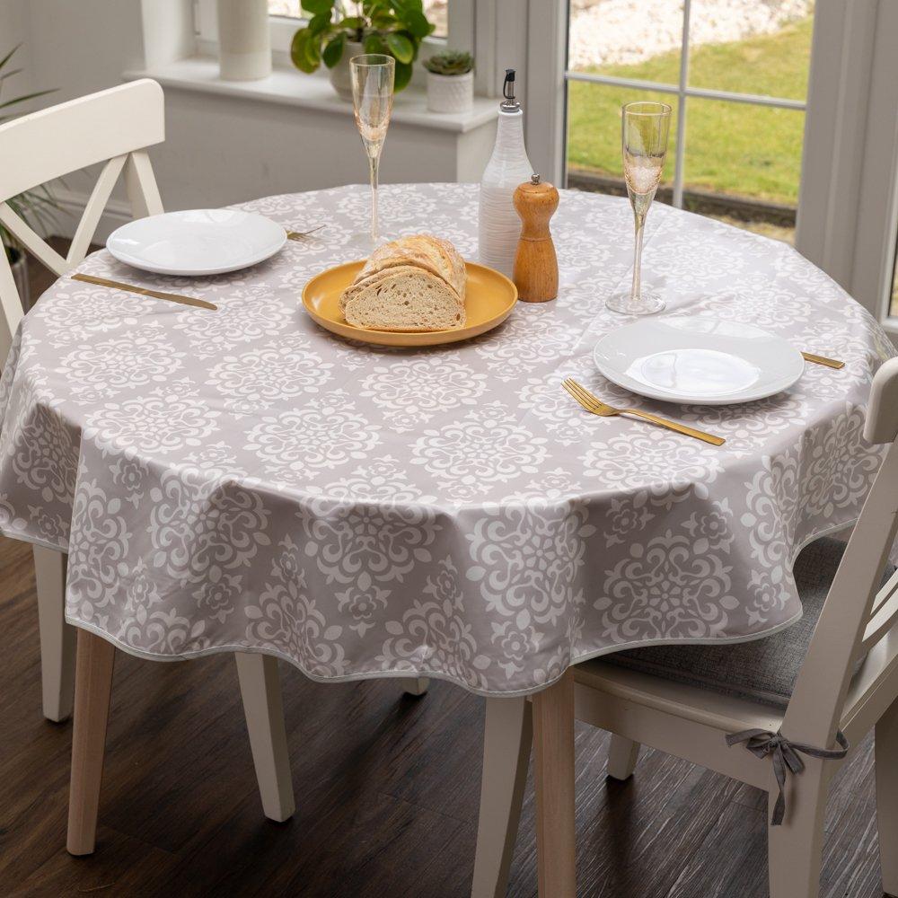 Beige - D C Fix - Geometric Wipe Clean Polyester Tablecloth - 8