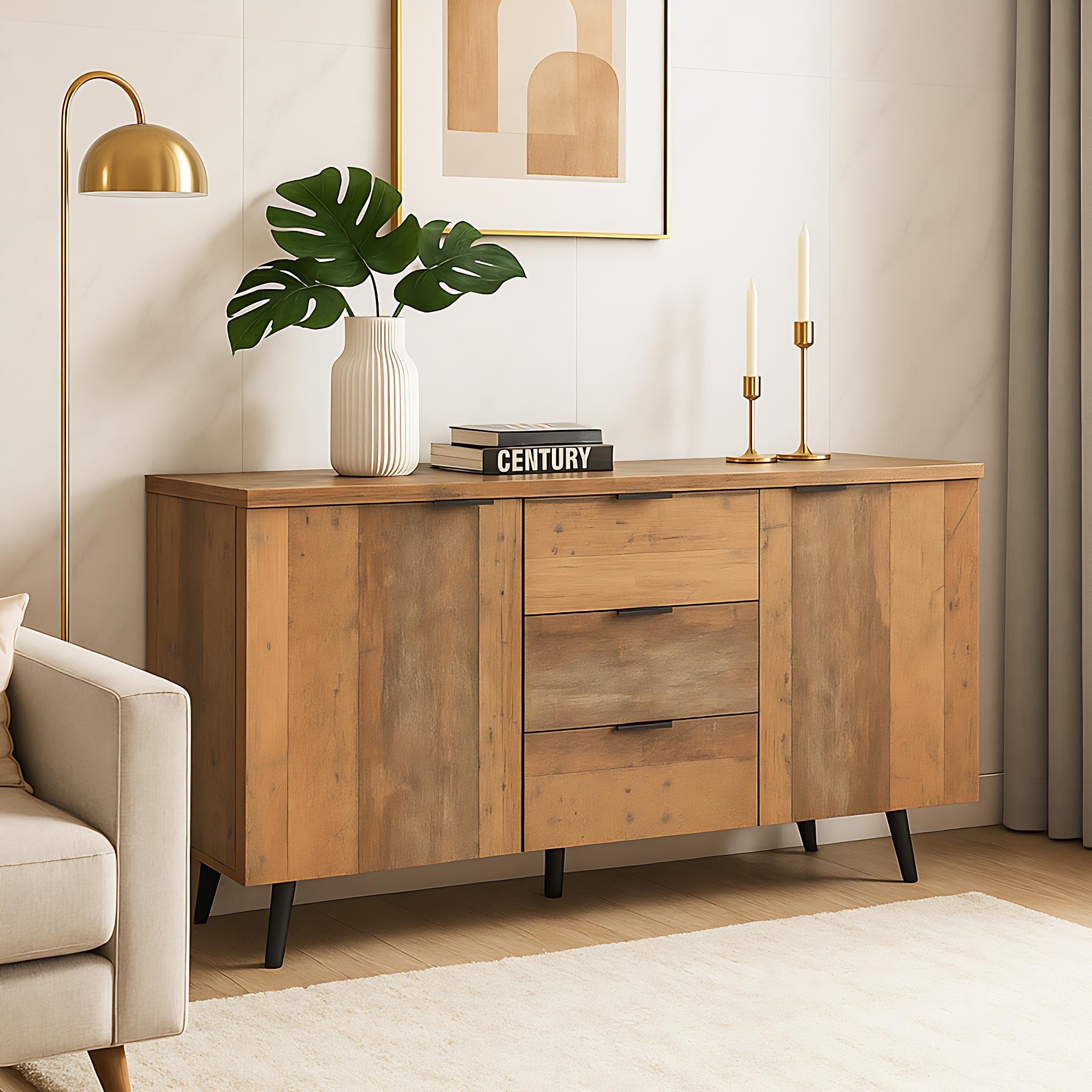 Brown - Urban Meuble - Rustic Wood Sideboard Brown Durable Use - 1