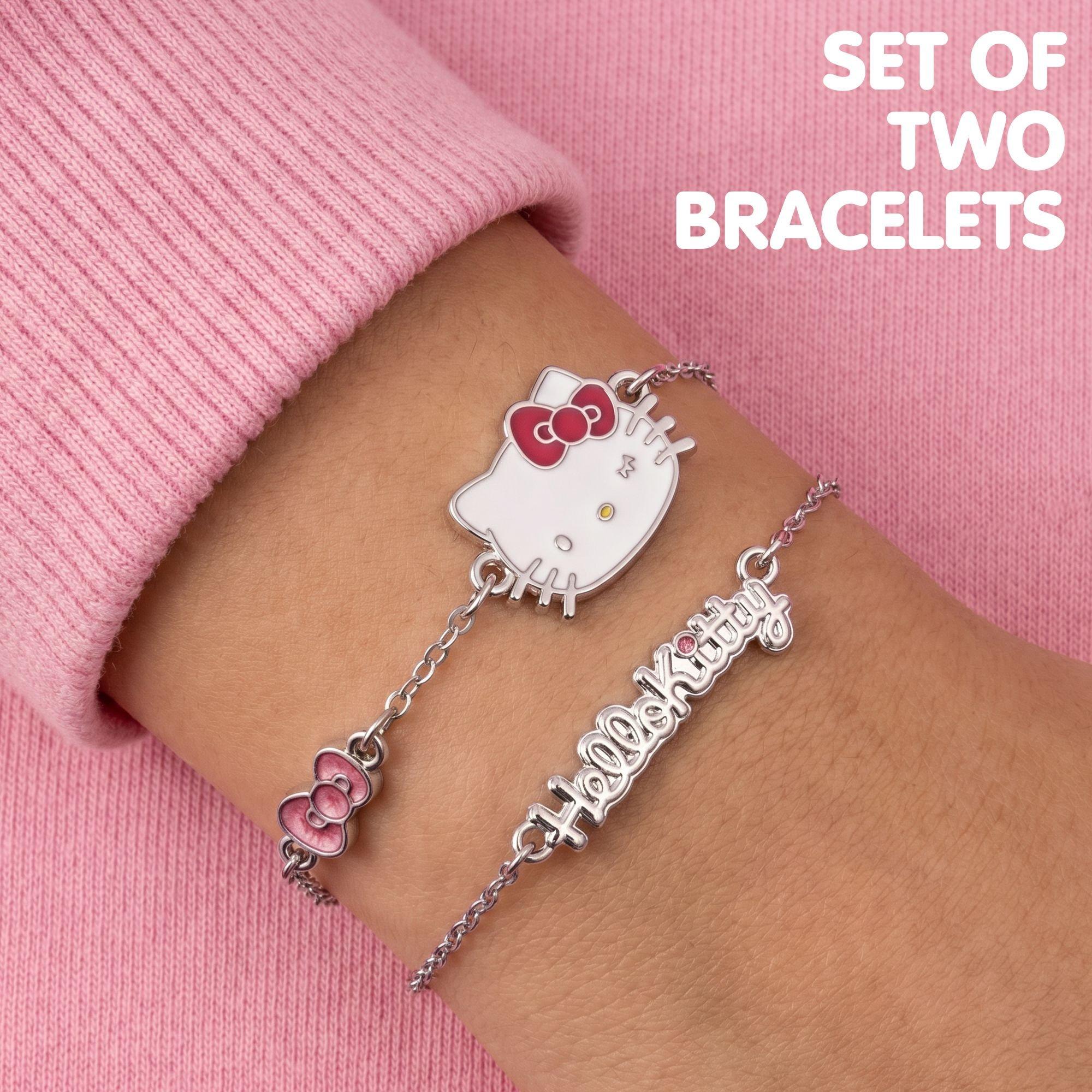 Silver - Hello Kitty - Hello Kitty silver plated 2 PC bracelet set - 2