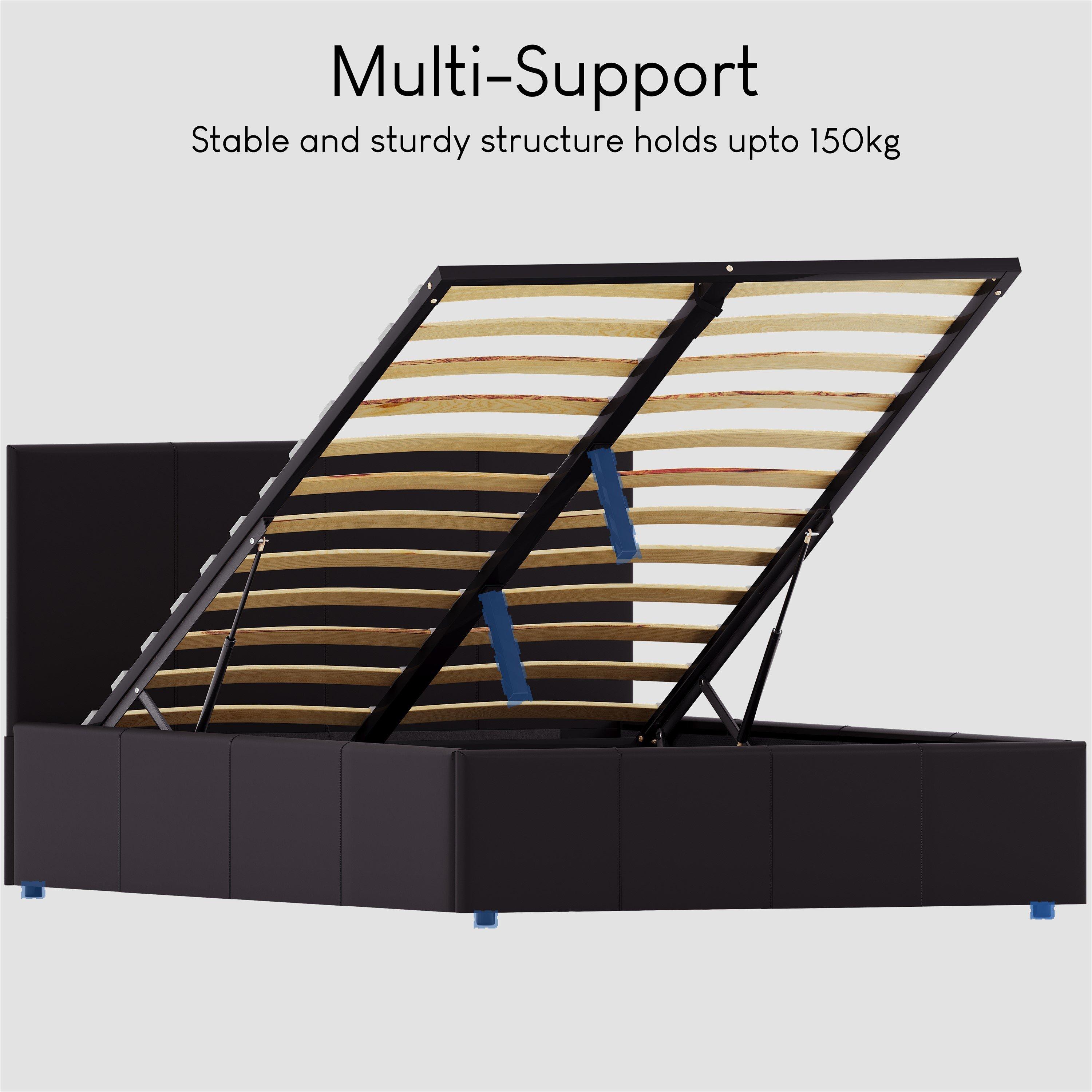 Black - Lassic - Lisbon Small Double Ottoman Faux Leather Bed UKFR - 7