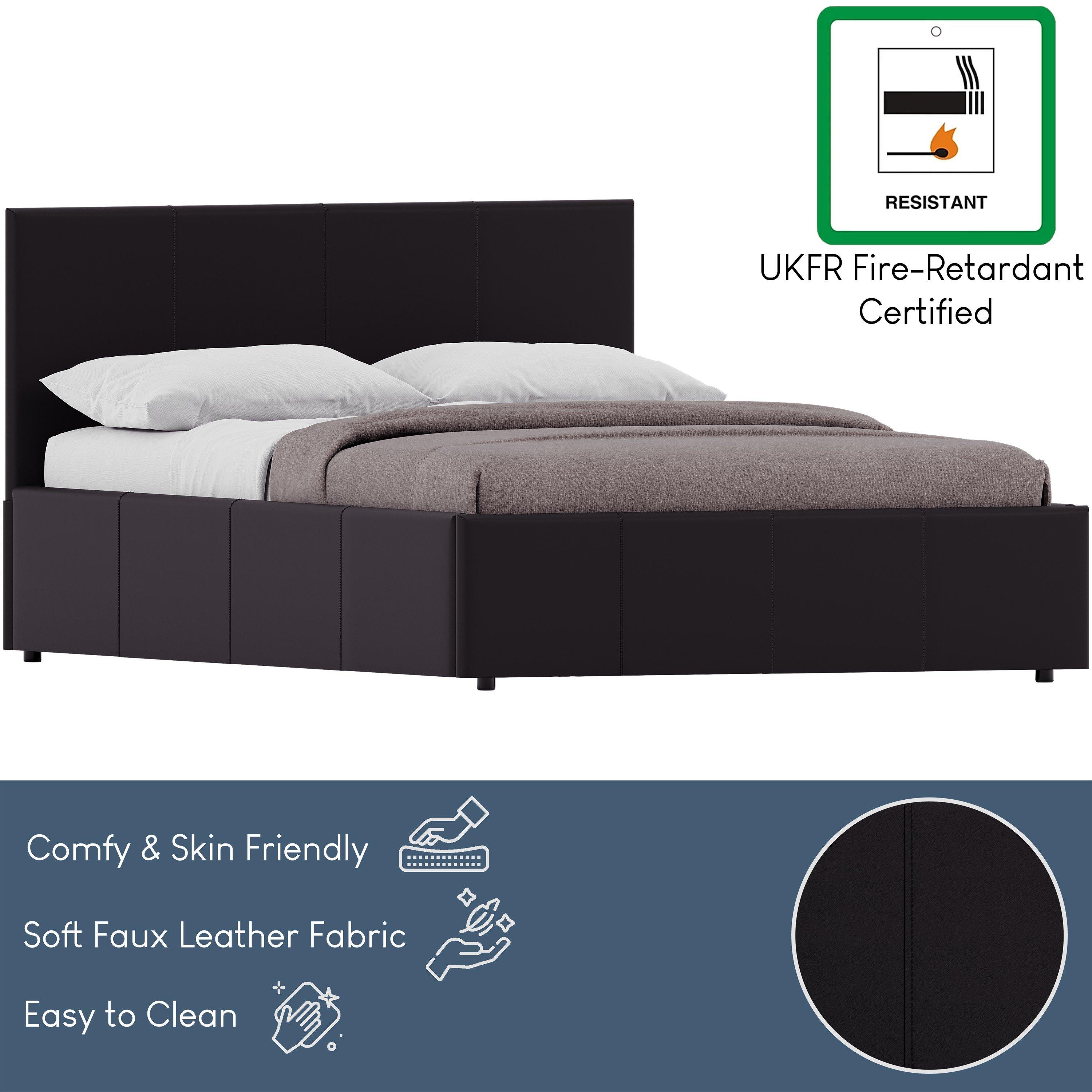 Black - Lassic - Lisbon Small Double Ottoman Faux Leather Bed UKFR - 8