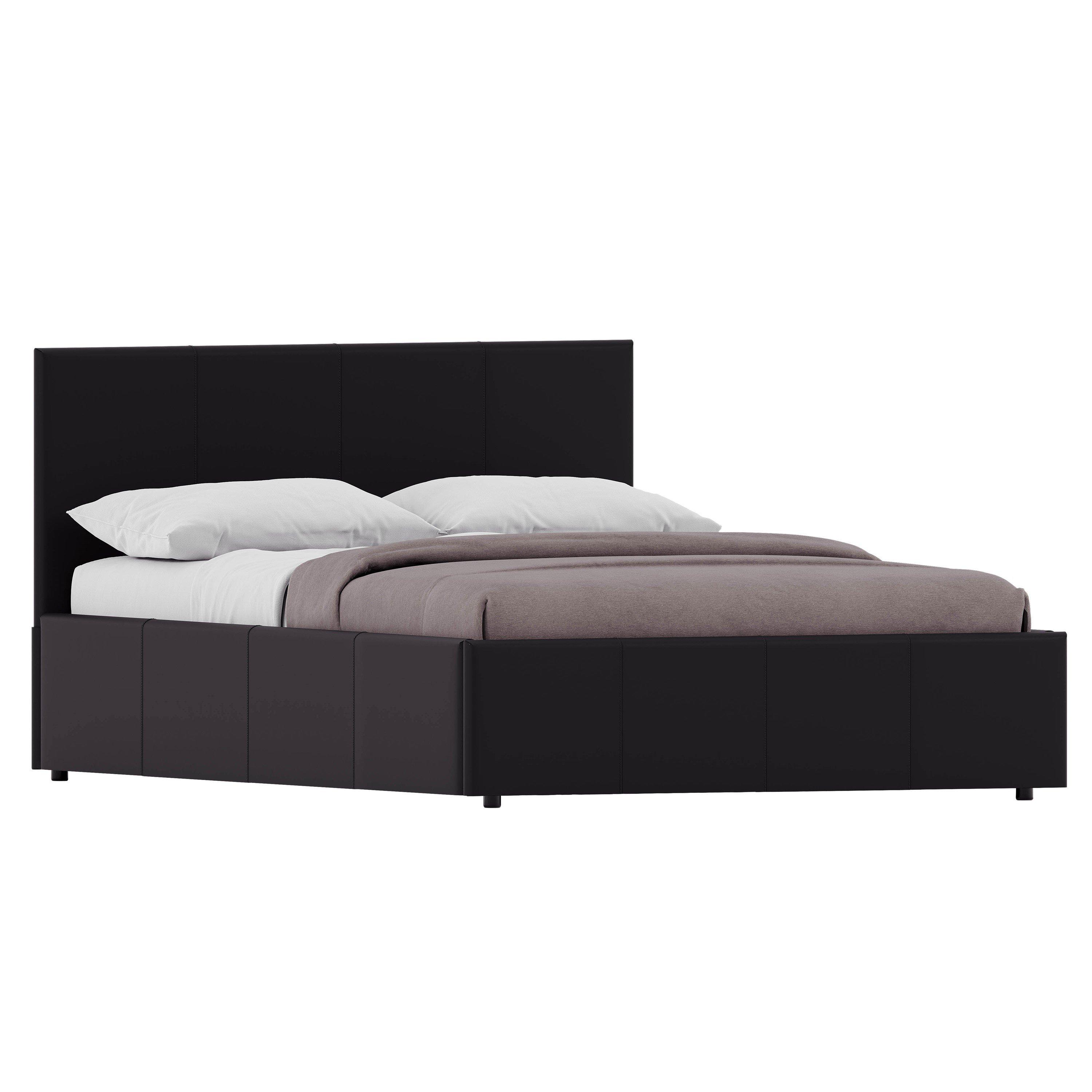 Black - Lassic - Lisbon Small Double Ottoman Faux Leather Bed UKFR - 9