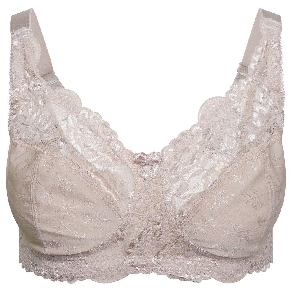 Valbonne Women's Non-Wired Lace Full Support Full Cup Bra 36-46 D-H - Nude - 44H