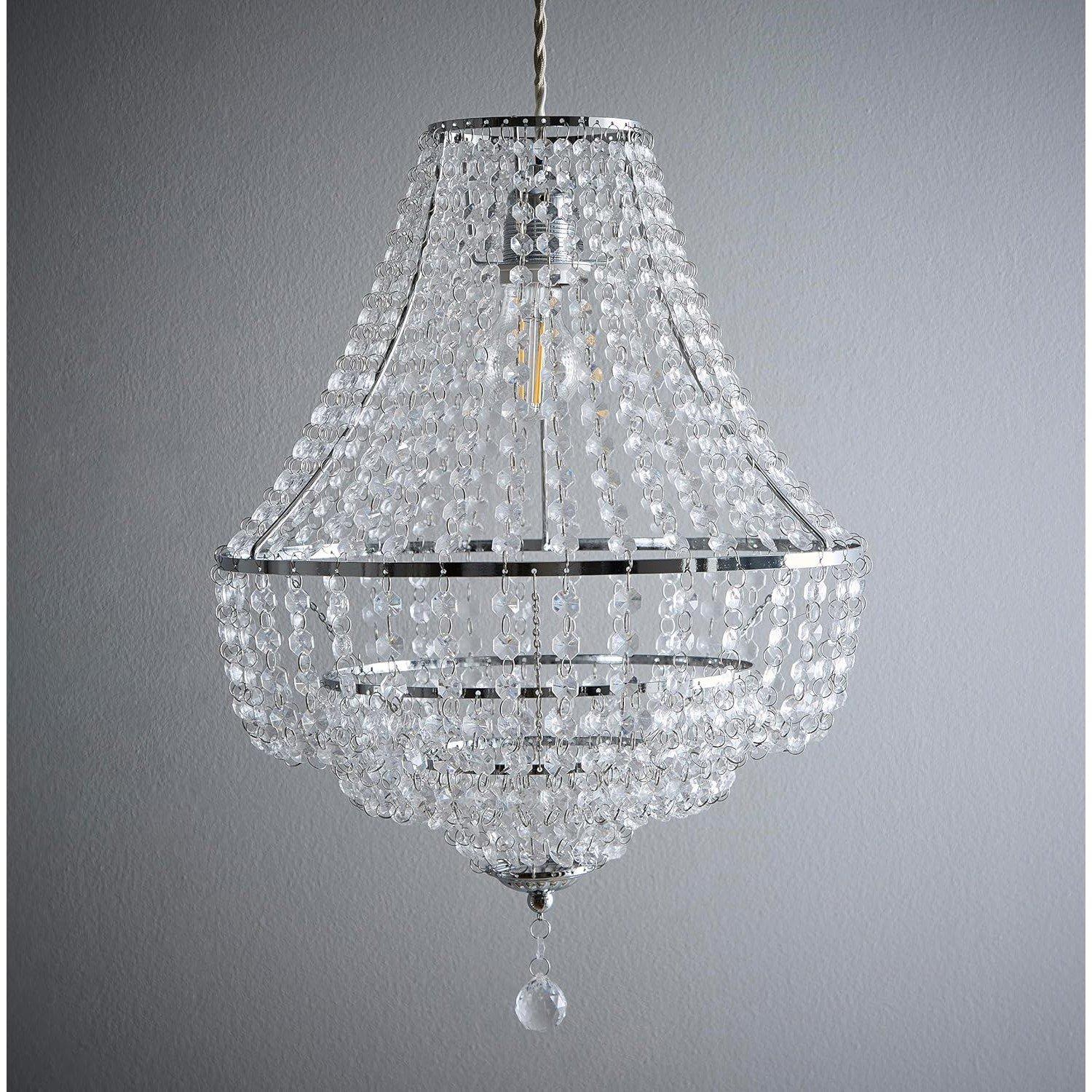 K Living  Freya Chandelier Style Light Pendant With Acrylic - Chrome