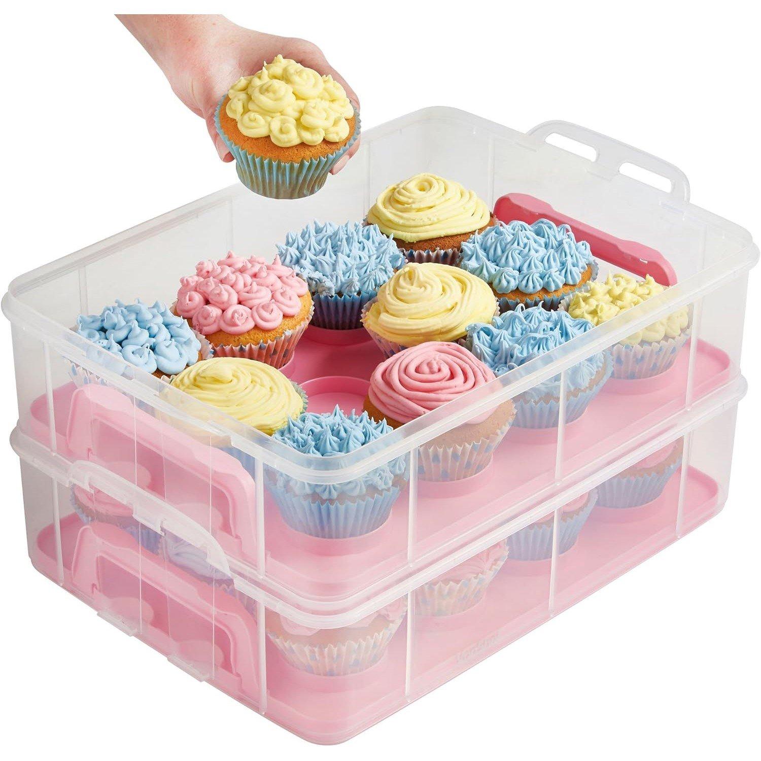 Pink - VonShef - VonShef 36 PCs Cupcake Carrier with Handle - 4