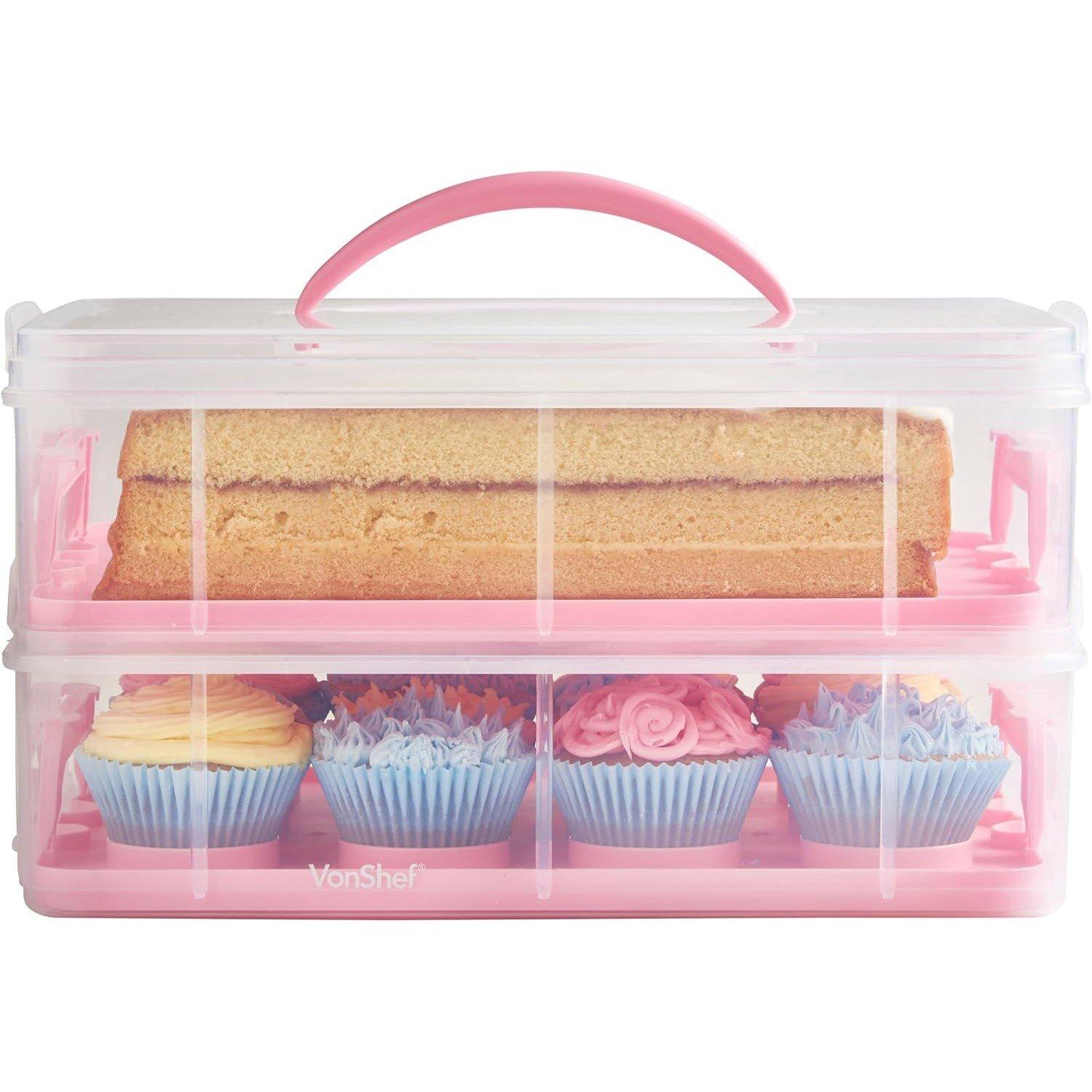 Pink - VonShef - VonShef 36 PCs Cupcake Carrier with Handle - 5