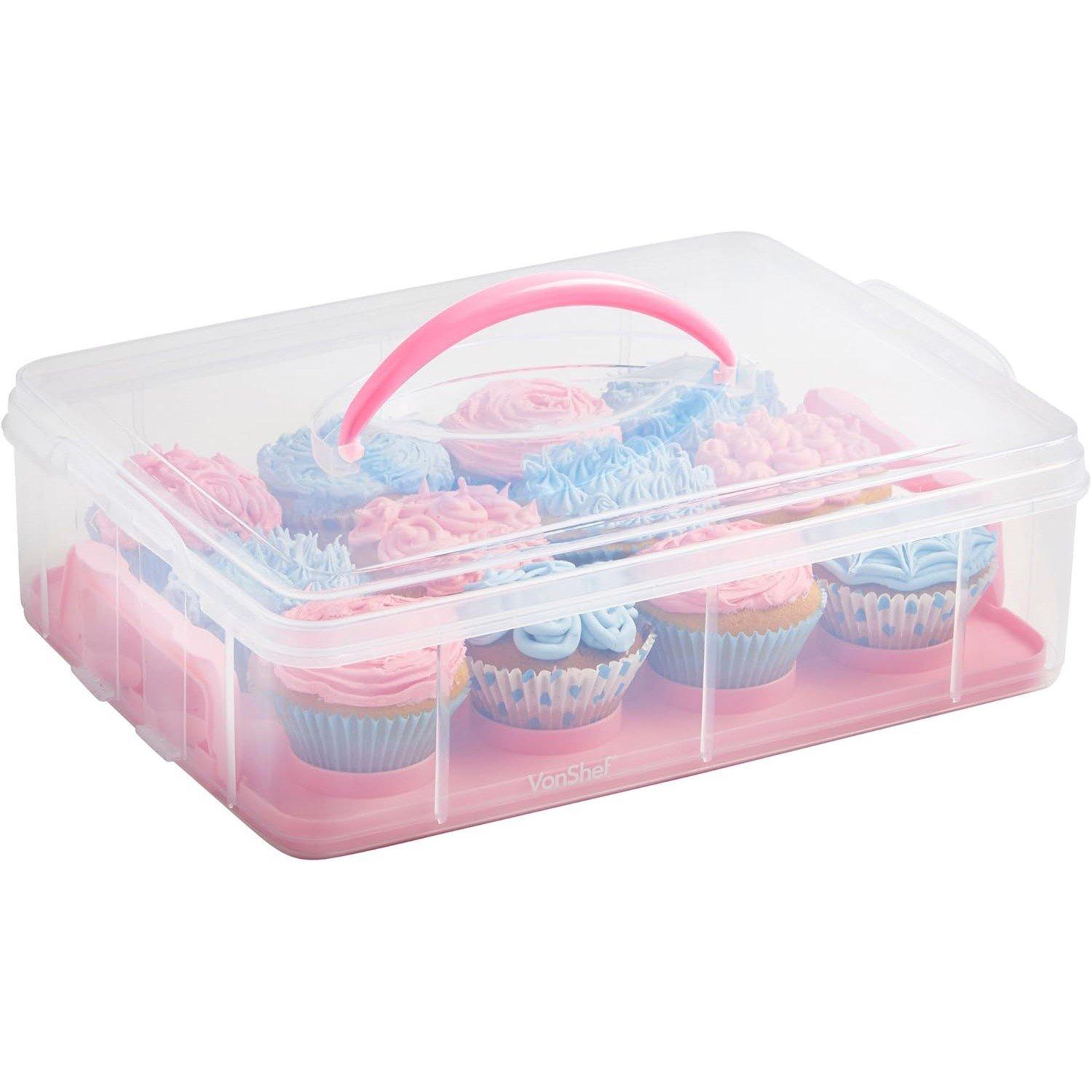 Pink - VonShef - VonShef 36 PCs Cupcake Carrier with Handle - 6