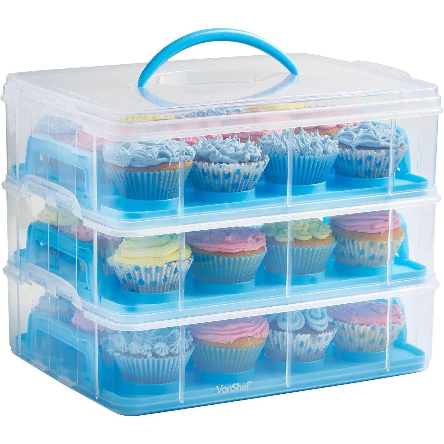 Vonshef  36 Pcs Cupcake Carrier With Handle - Blue