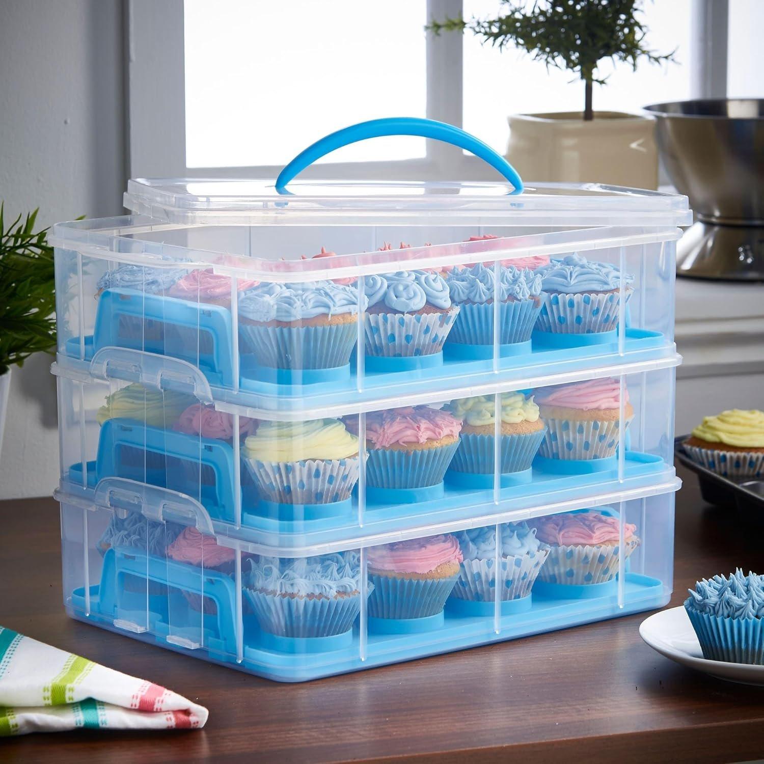 Blue - VonShef - VonShef 36 PCs Cupcake Carrier with Handle - 2