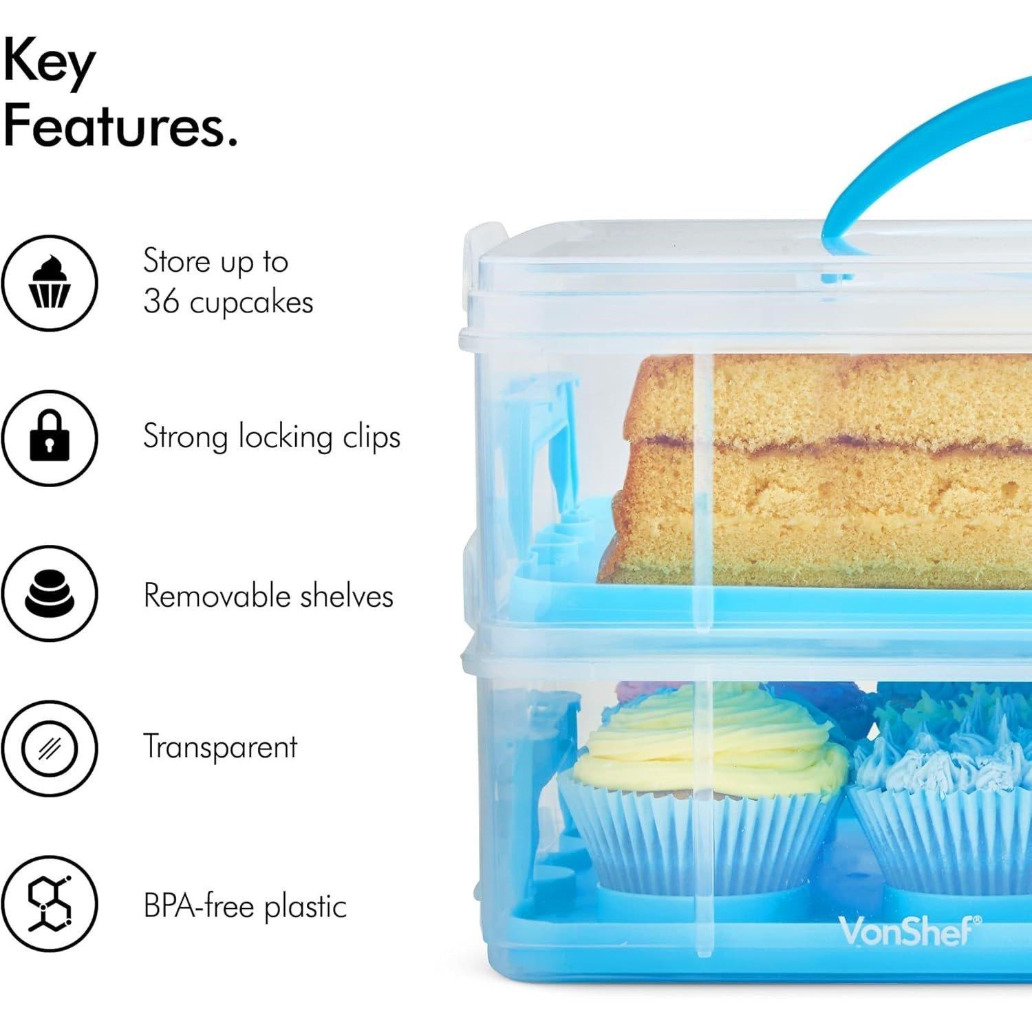 Blue - VonShef - VonShef 36 PCs Cupcake Carrier with Handle - 3