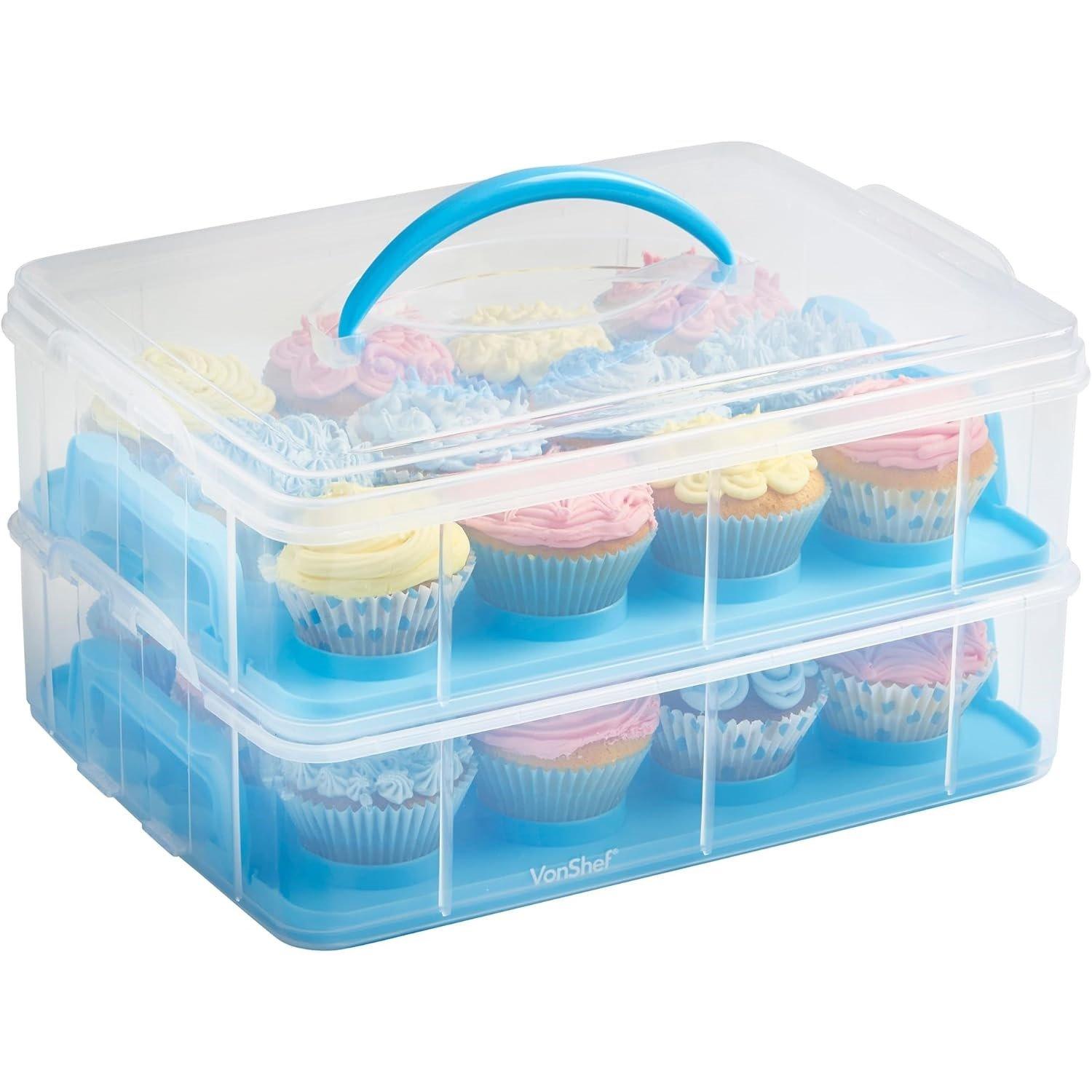 Blue - VonShef - VonShef 36 PCs Cupcake Carrier with Handle - 4