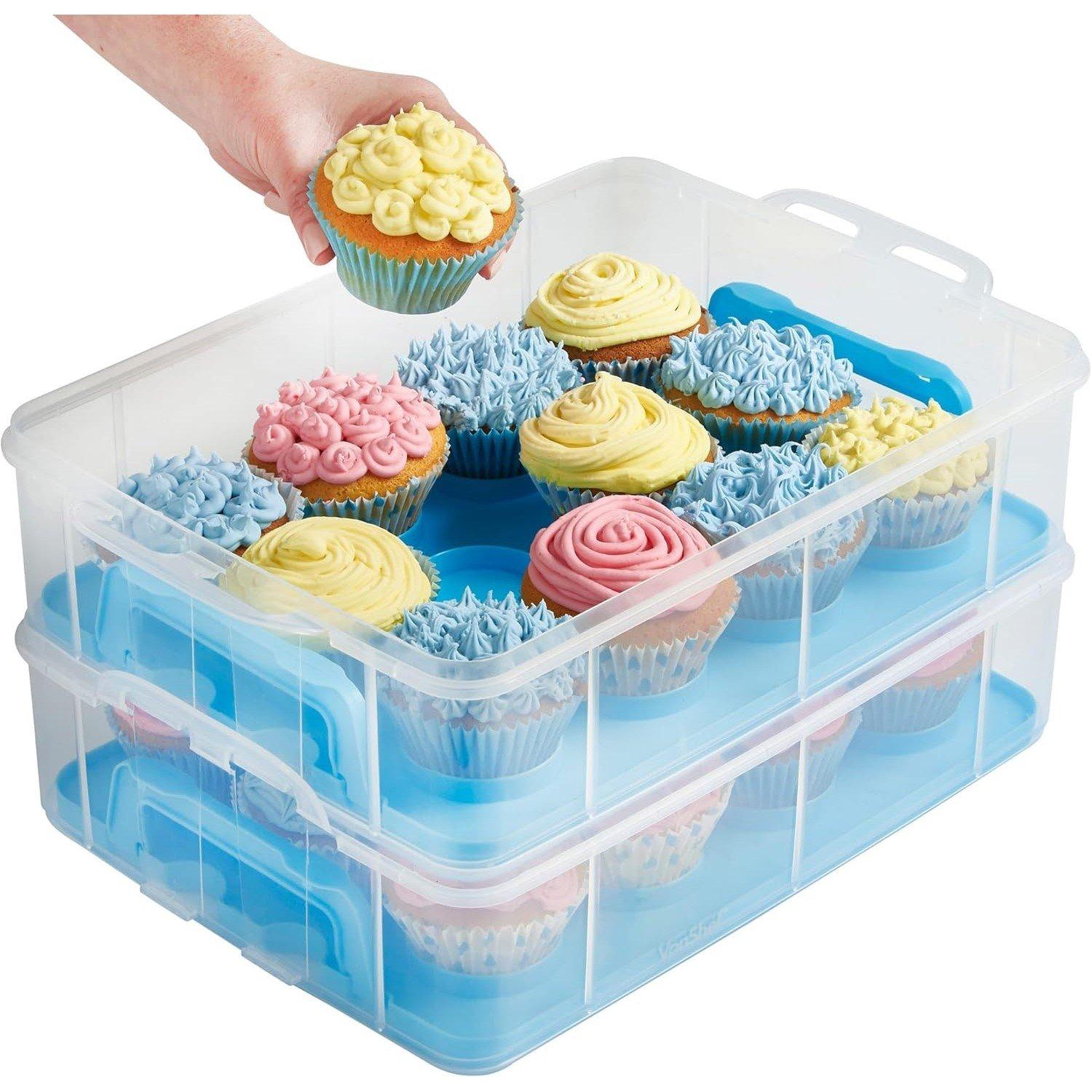 Blue - VonShef - VonShef 36 PCs Cupcake Carrier with Handle - 5