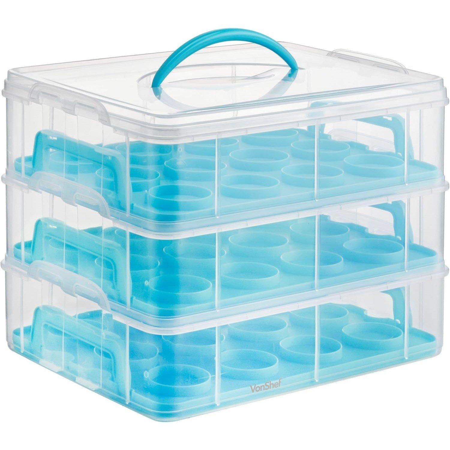 Blue - VonShef - VonShef 36 PCs Cupcake Carrier with Handle - 7
