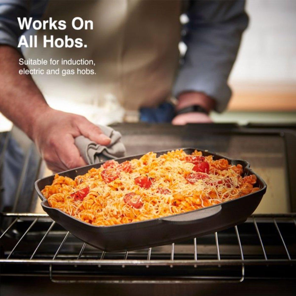 Black - VonShef - VonShef Seasoned Cast Iron Griddle Pan - 3