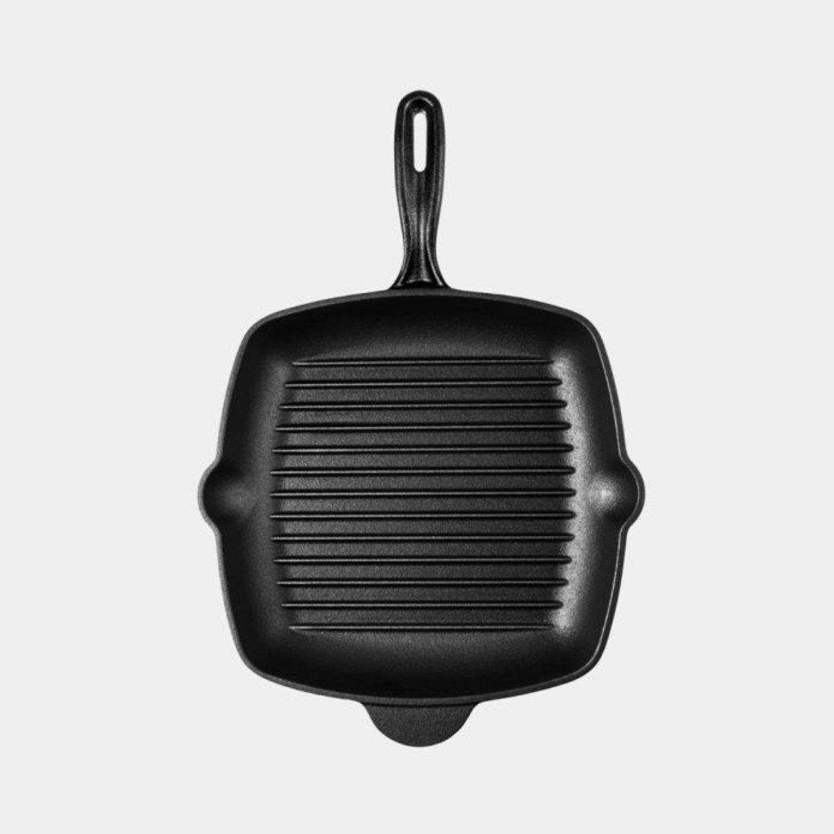 Black - VonShef - VonShef Seasoned Cast Iron Griddle Pan - 7