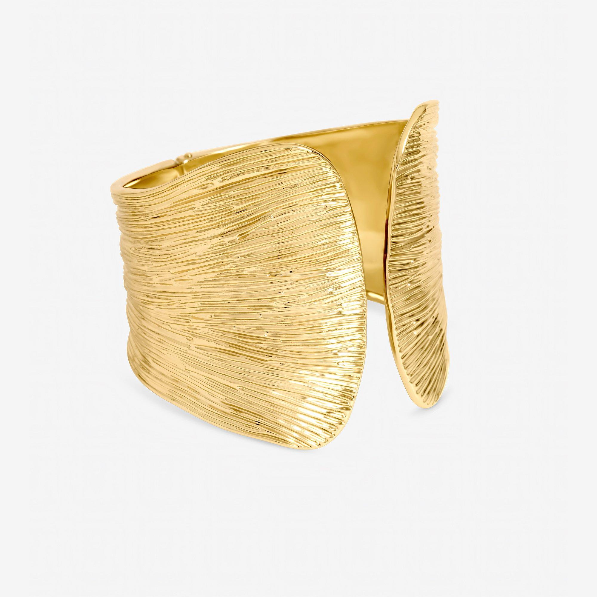 Gold - Inicio - Gold Plated Textured Cuff - Gift Pouch - 1