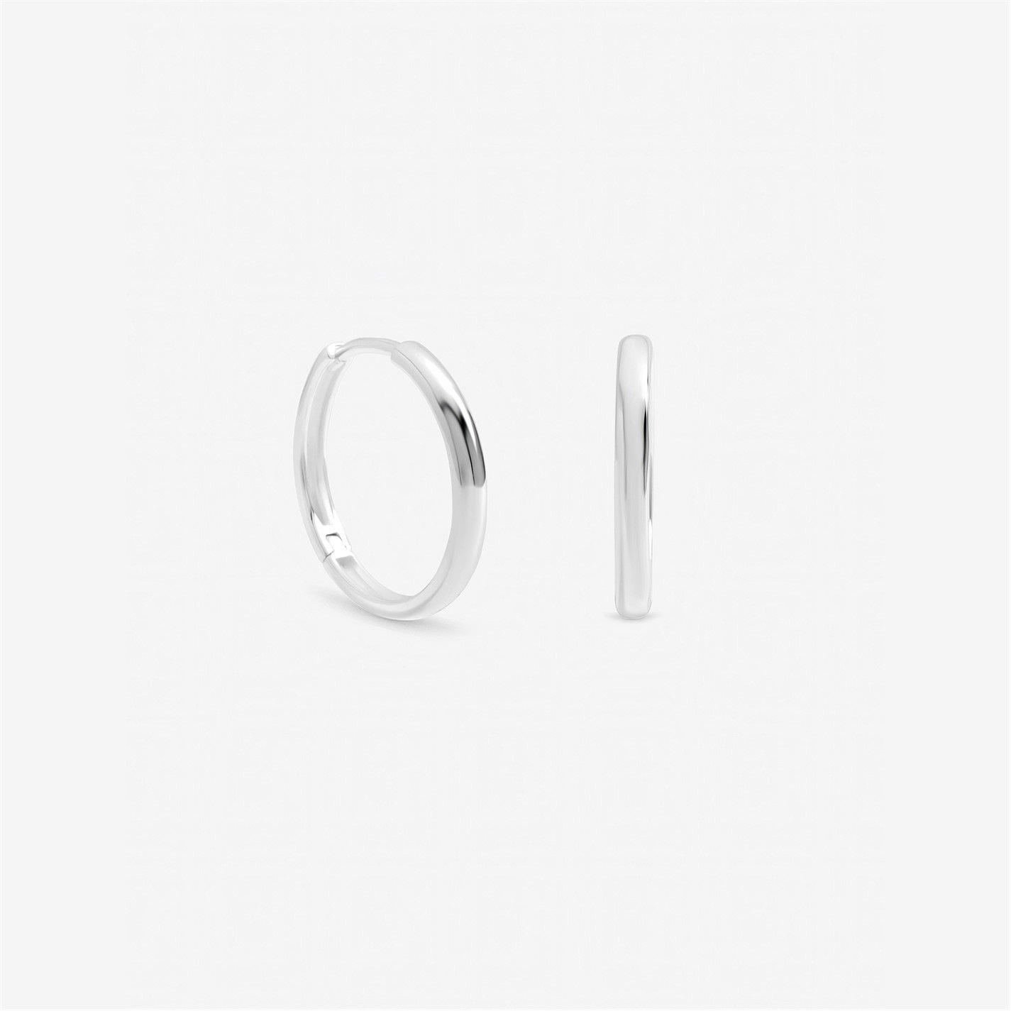 Inicio Women's Plated Small Sleeper Hoops - Gift Pouch Silver