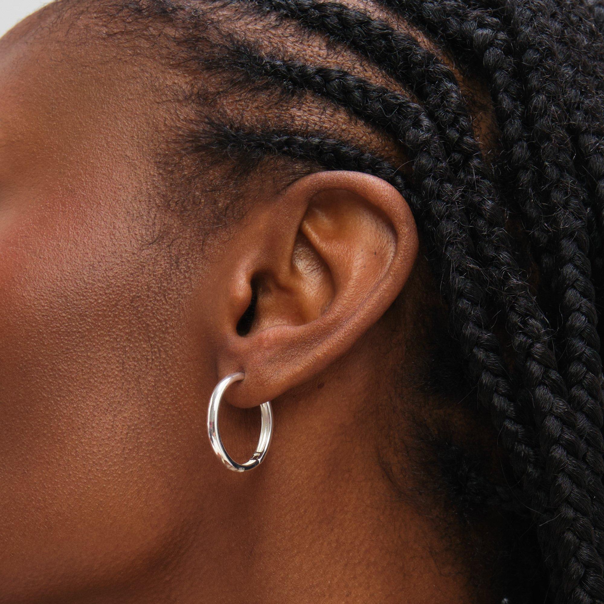 Silver - Inicio - Silver Plated Small Sleeper Hoops - Gift Pouch - 3