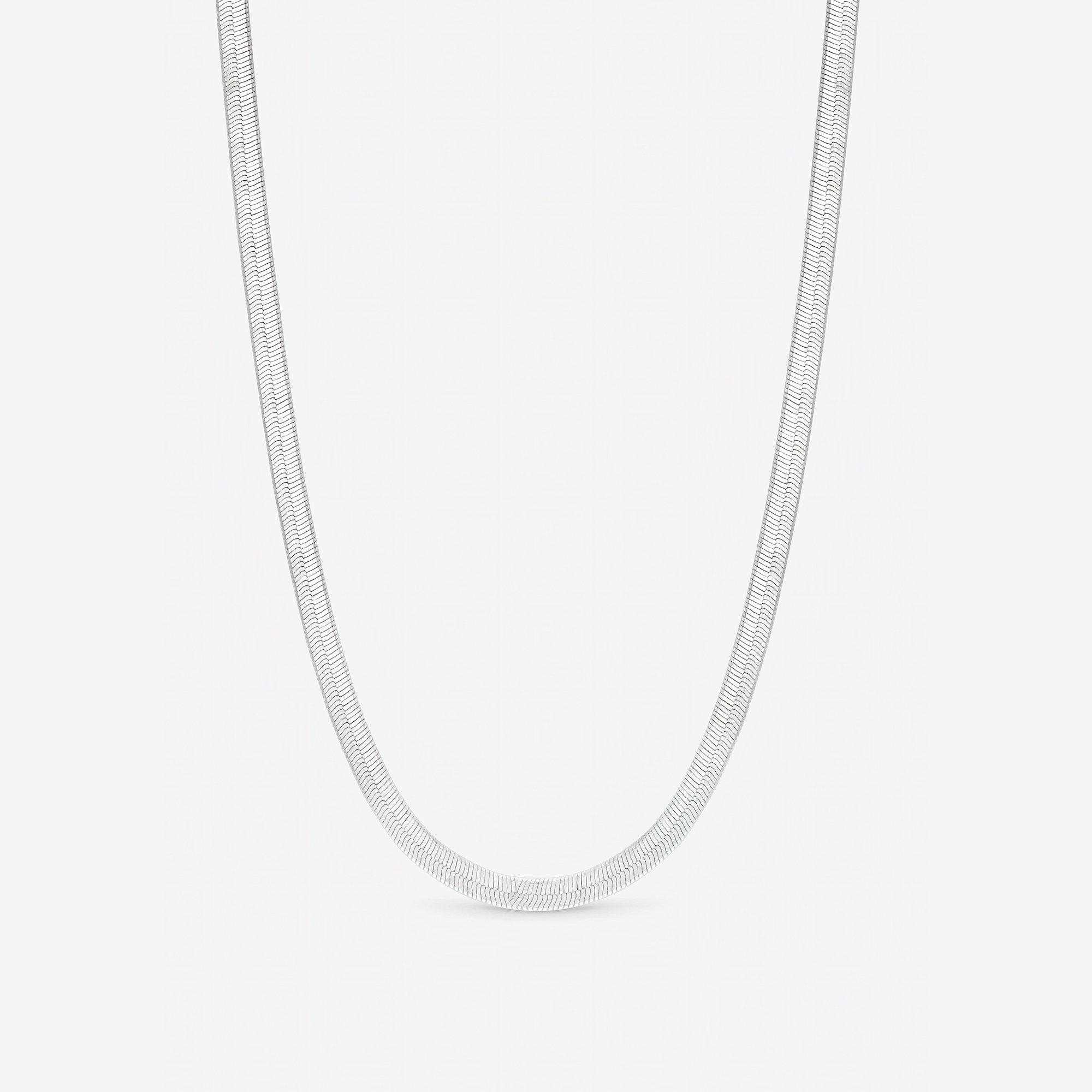 Silver - Inicio - Sterling Silver Snake Chain Necklace - Gift Pouch