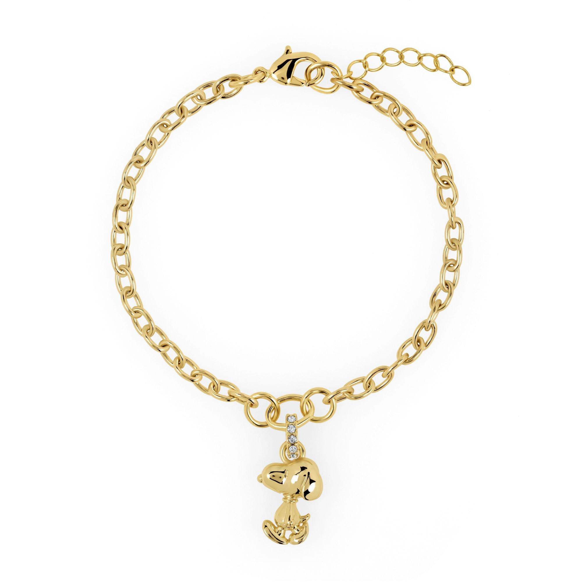Gold - Snoopy - Snoopy gold plated chain charm bracelet - 1