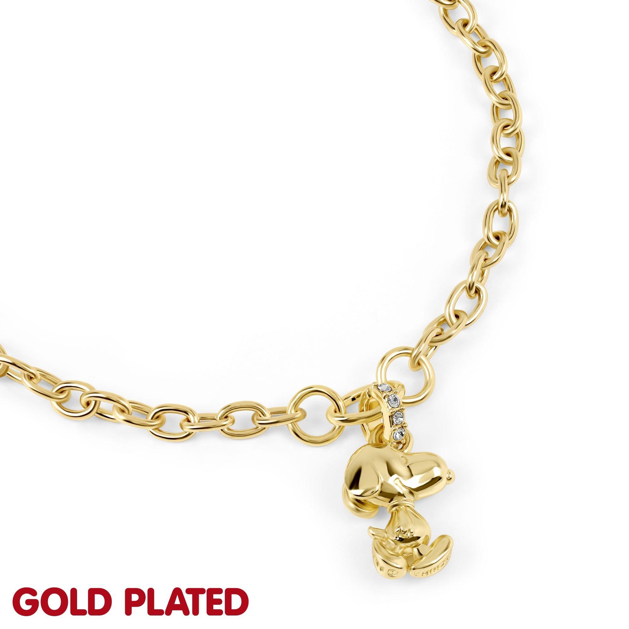 Gold - Snoopy - Snoopy gold plated chain charm bracelet - 3