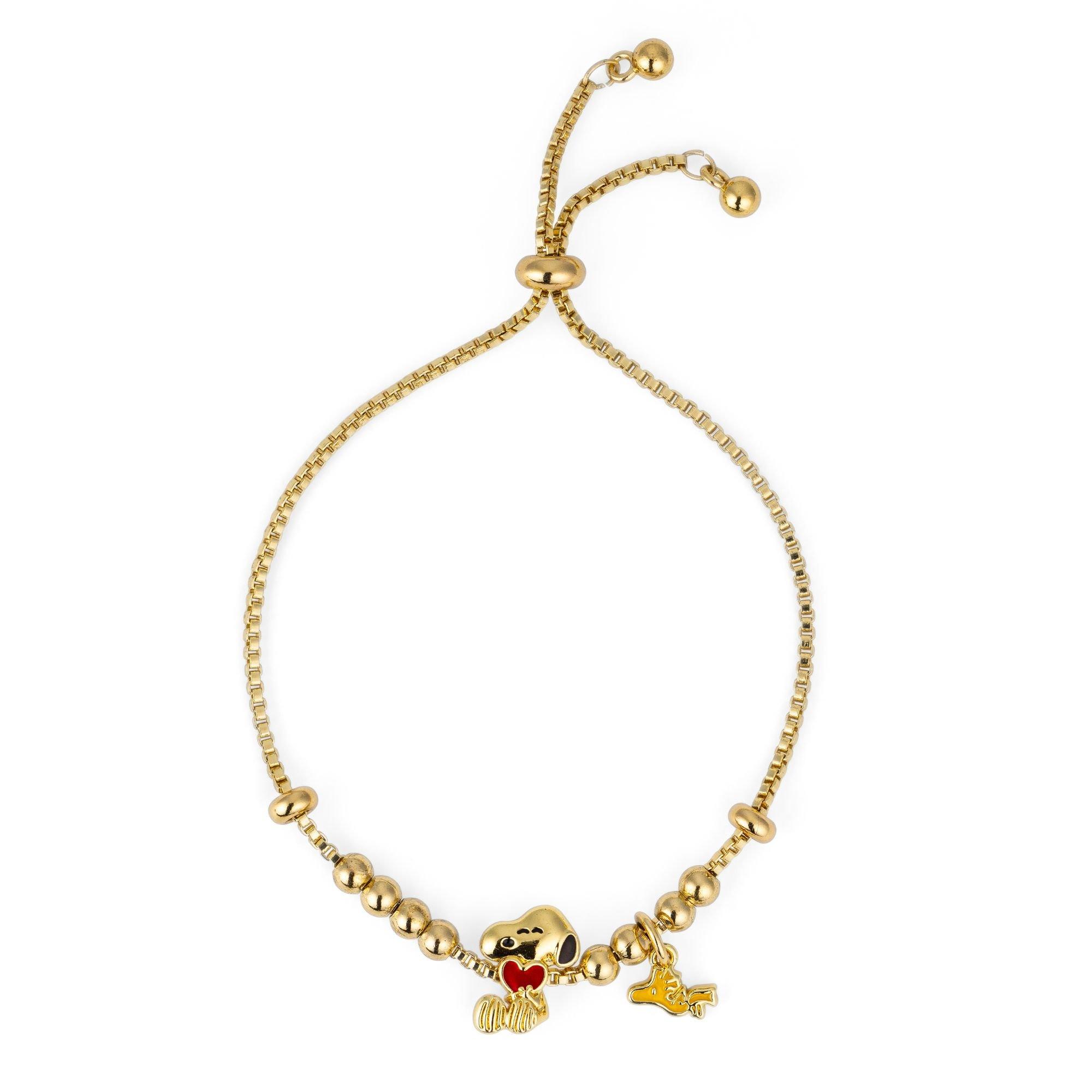Gold - Snoopy - Snoopy and Woodstock gold plated lariat bracelet - 1