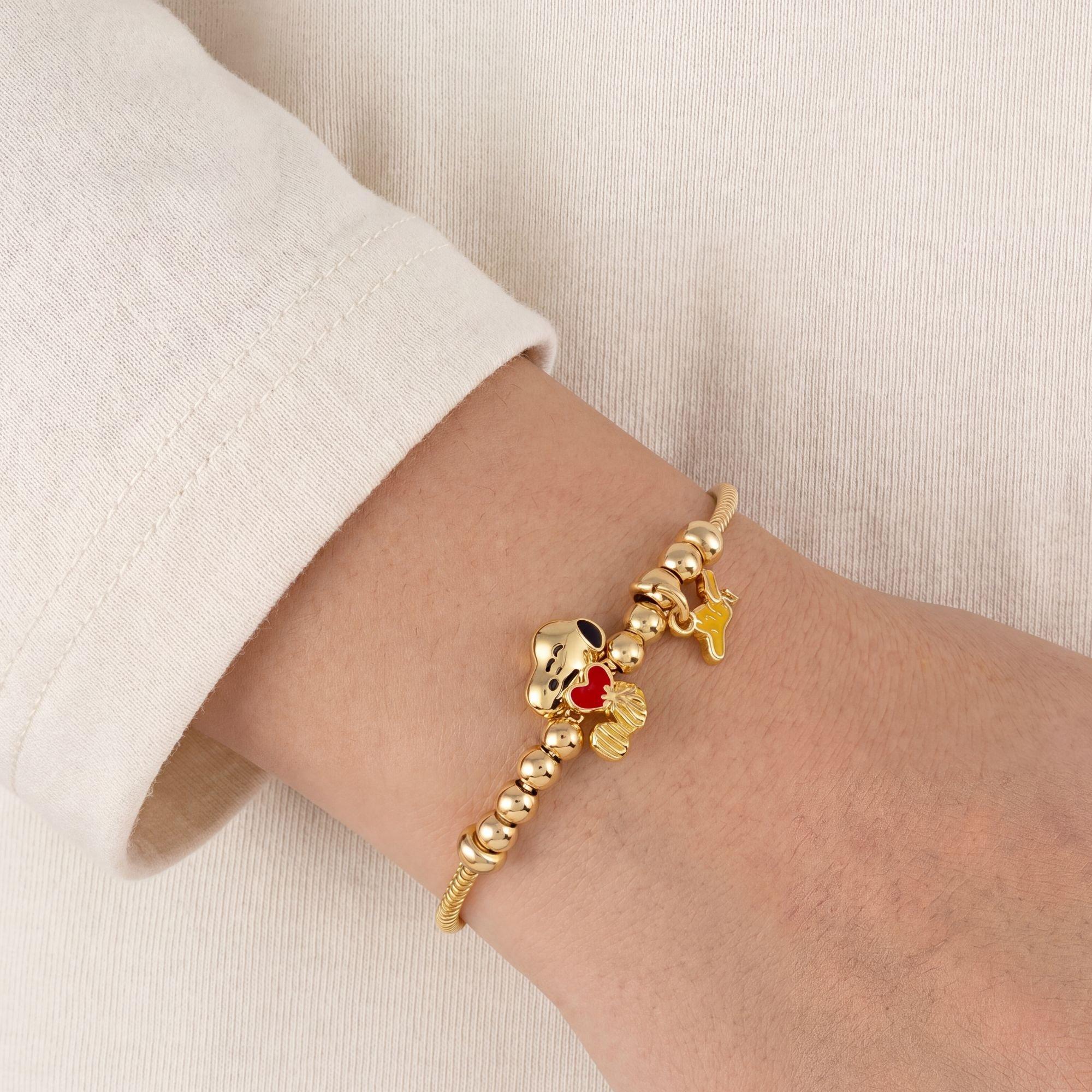 Gold - Snoopy - Snoopy and Woodstock gold plated lariat bracelet - 2
