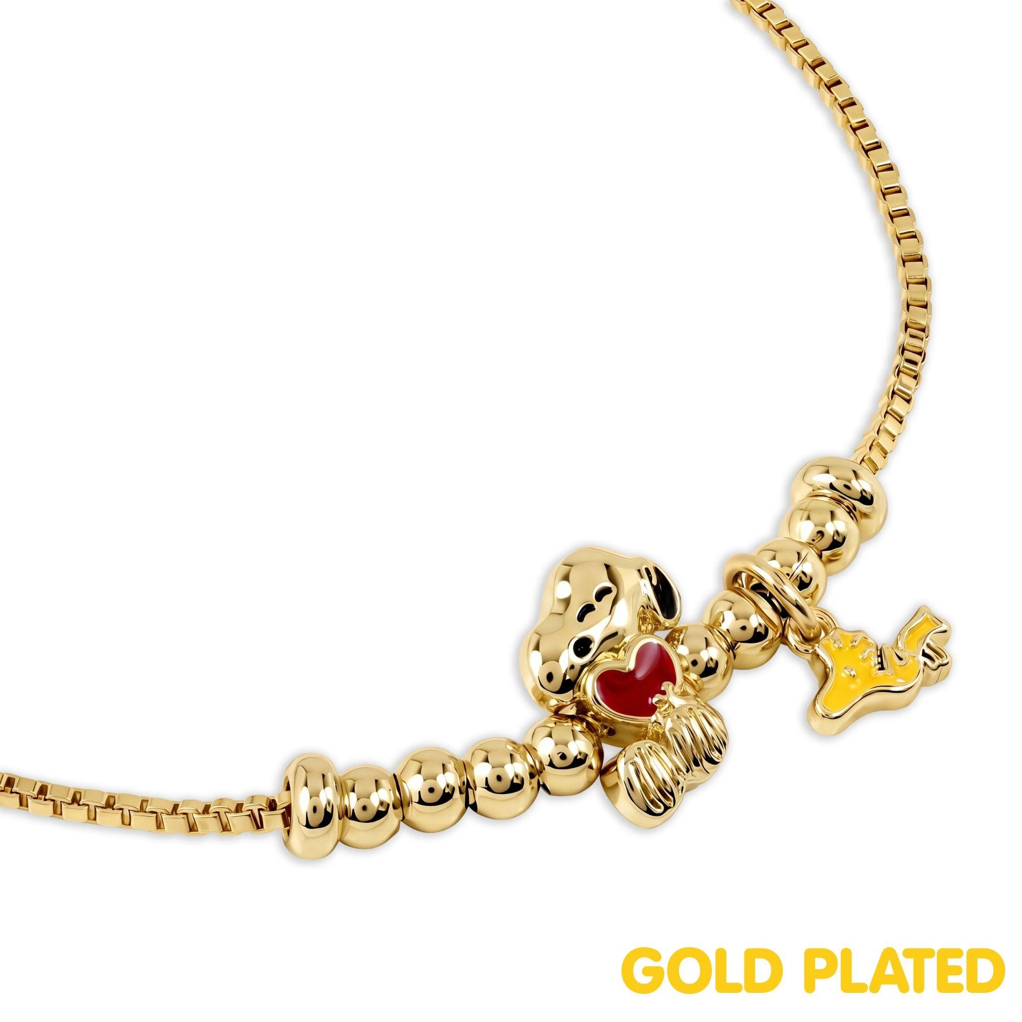 Gold - Snoopy - Snoopy and Woodstock gold plated lariat bracelet - 3