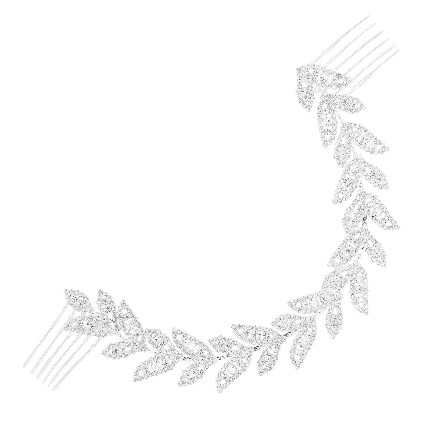 Jon Richard Women's Eva Dia Leaf Double Comb - Silver