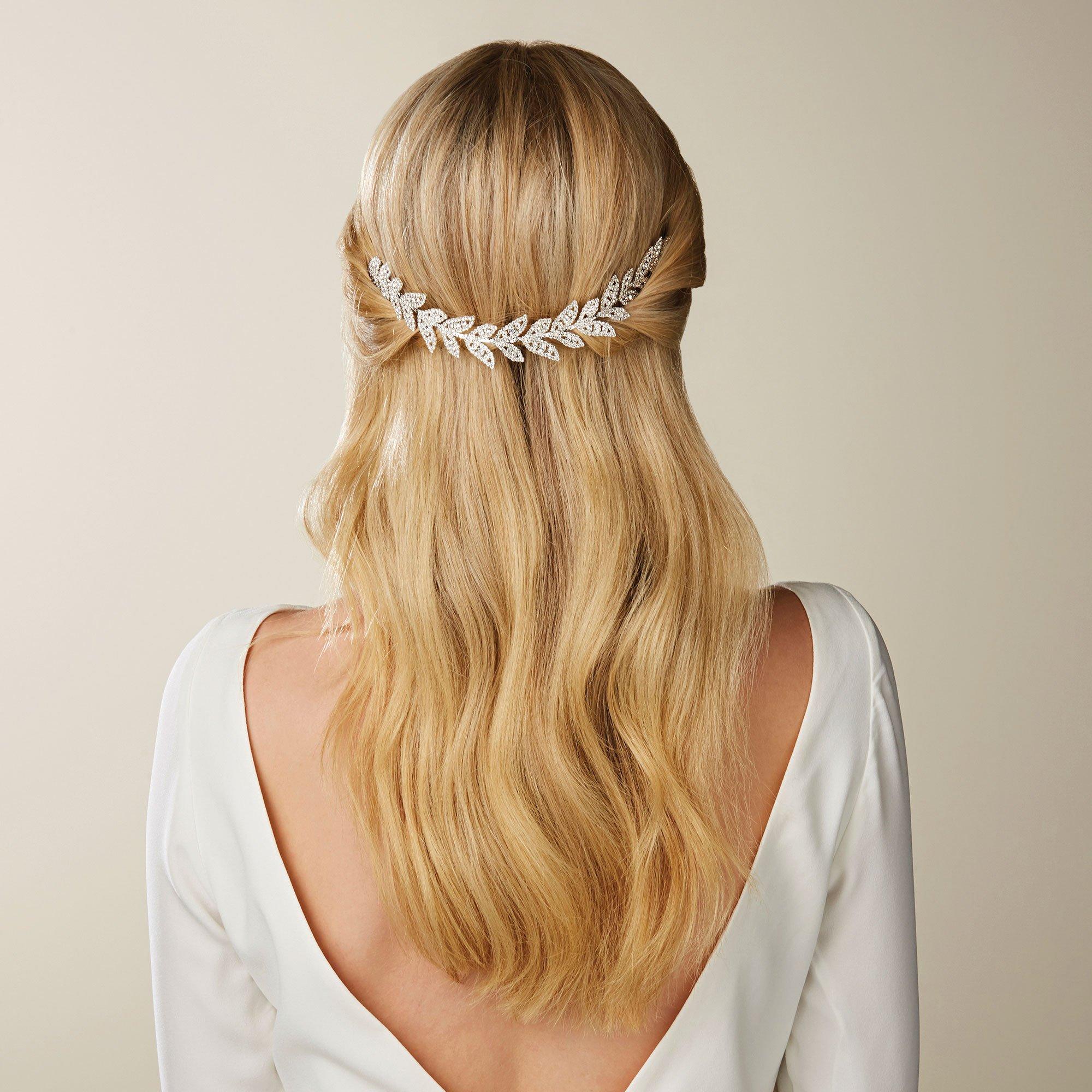 Silver - Jon Richard - Eva Dia Leaf Double Comb - 2