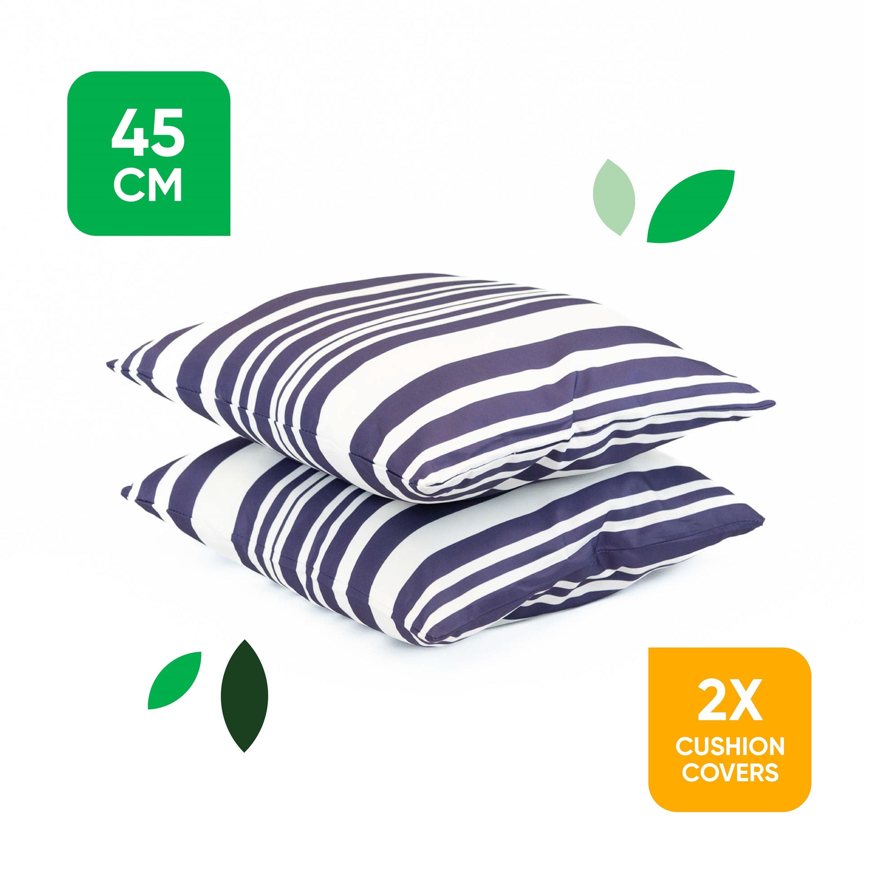 Blue/White - Streetwize - Pack of 2 Decorative Scatter Cushion Covers 45x45c - 2