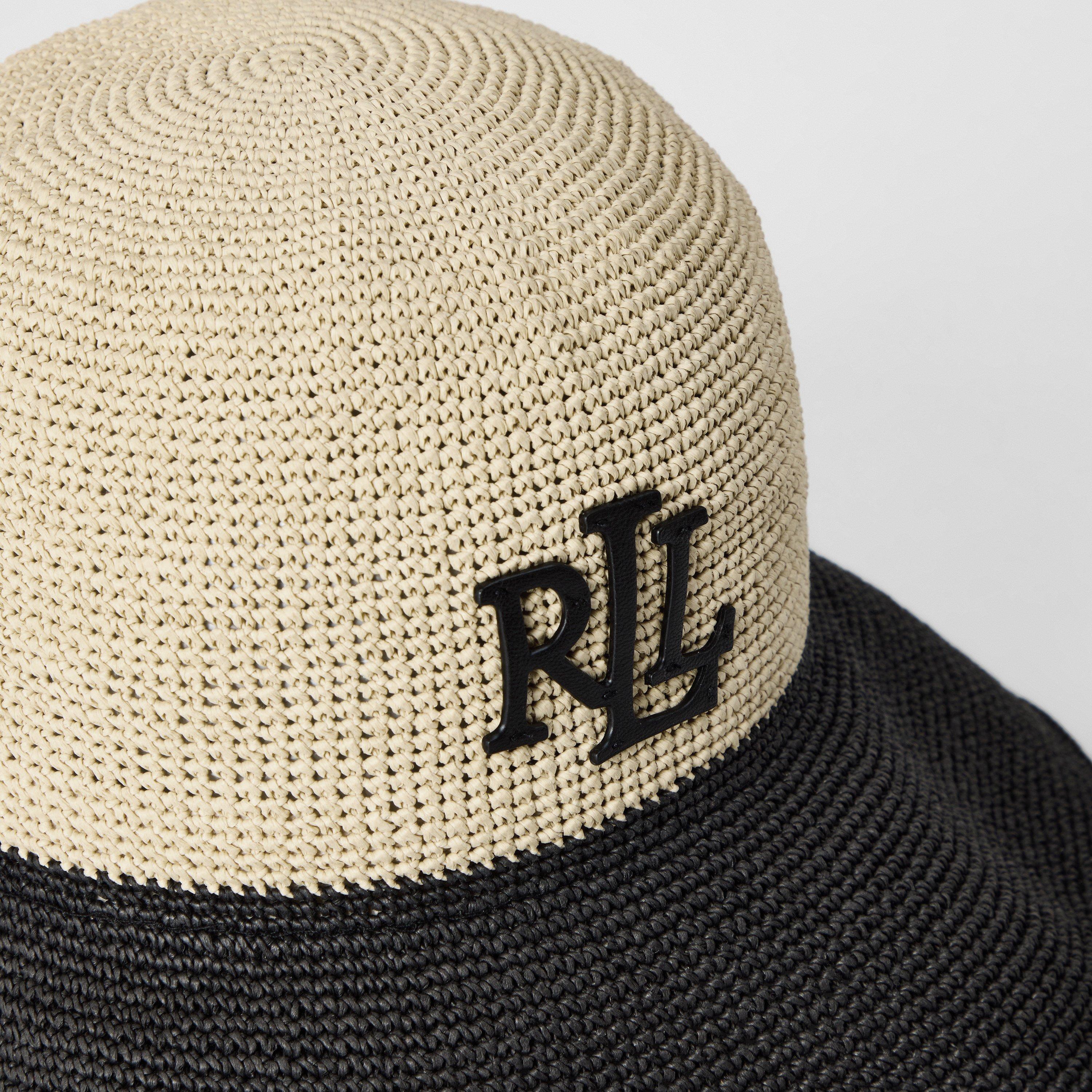 Natural Blk - Lauren by Ralph Lauren - Women's Crochet Real Leather Bucket Hat - 4