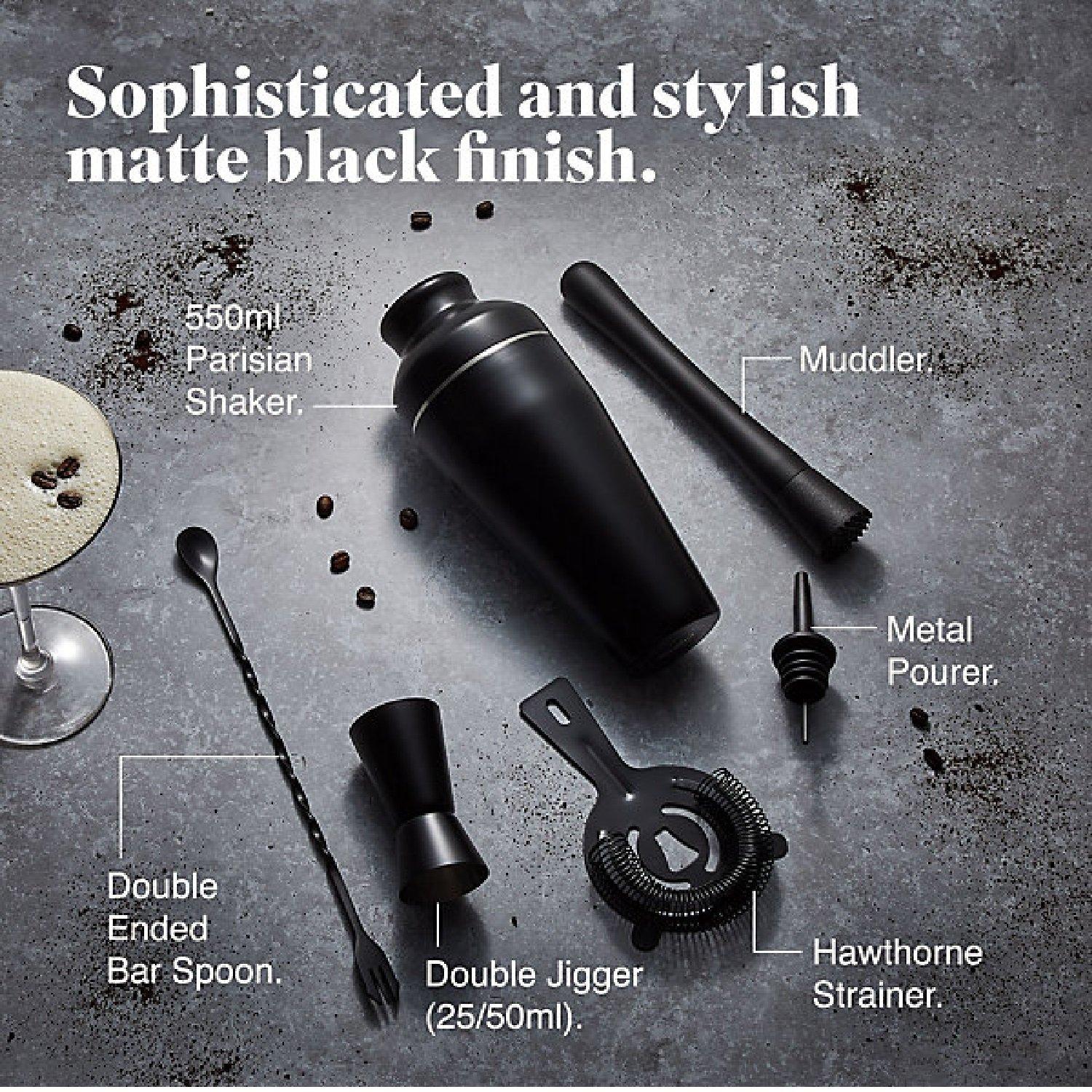 Black - VonShef - - 9Pc Parisian Matte Black Cocktail Set - 3