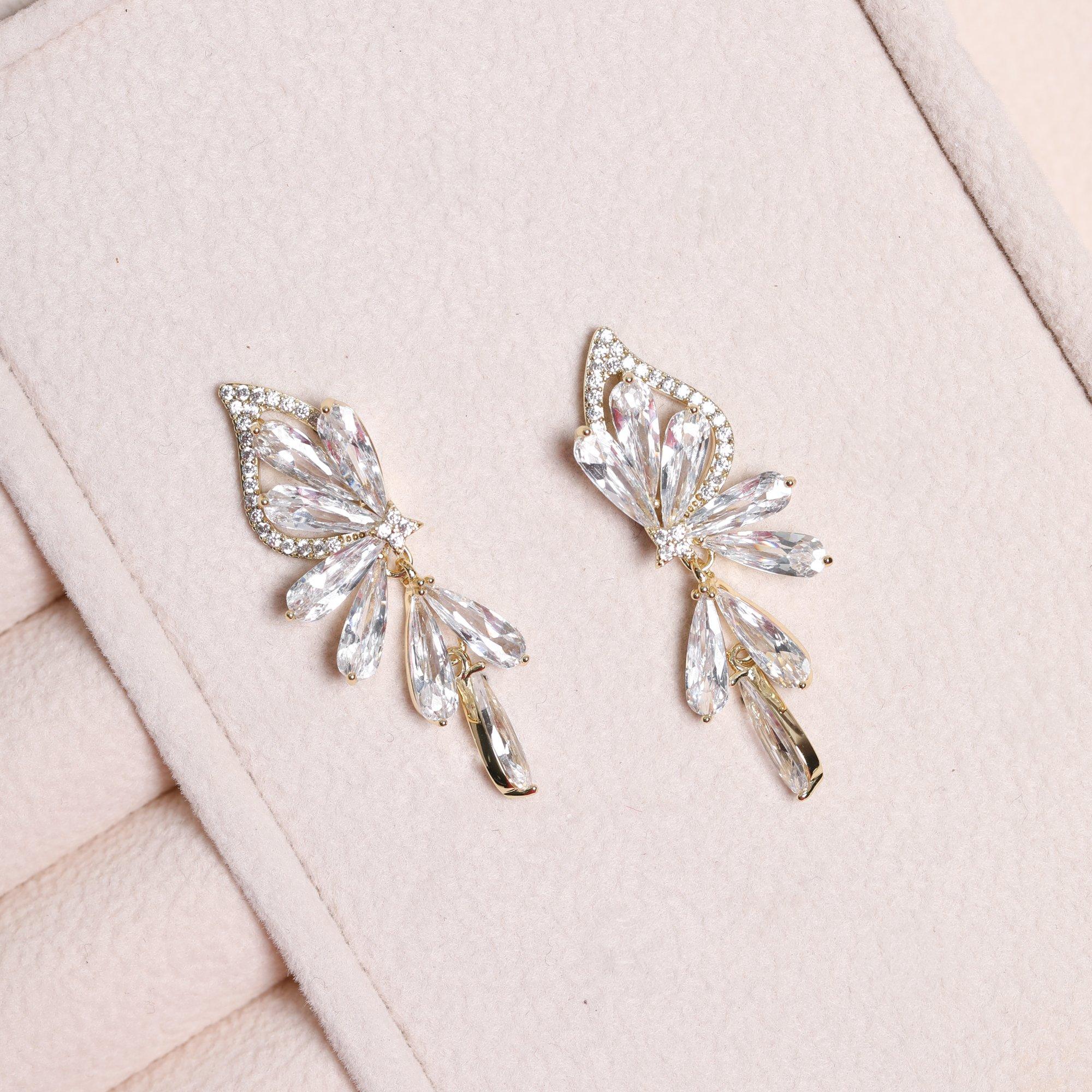 Gold - Jon Richard - Gold Plated Crystal Floral Droplet Earrings - 3