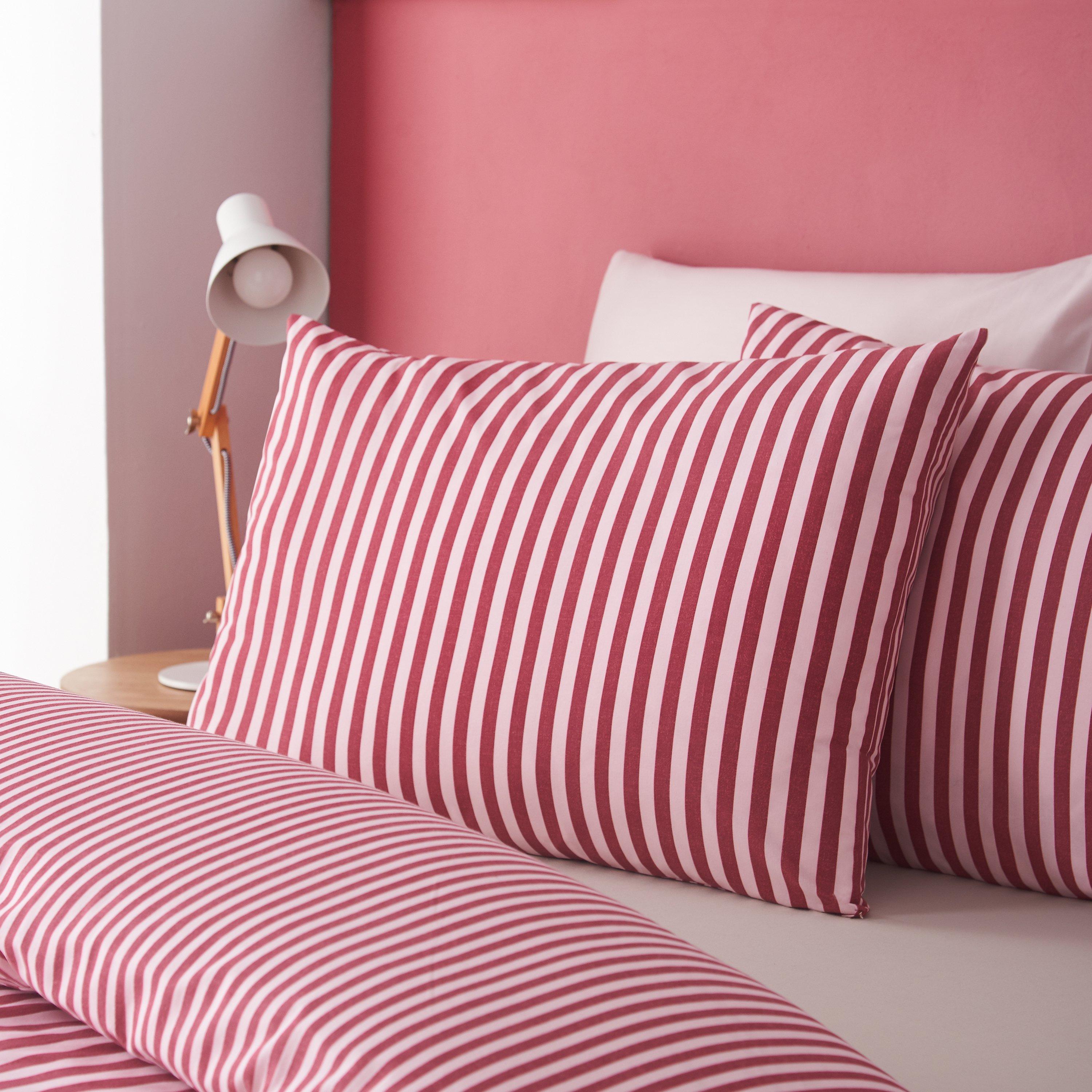 Burgundy - Catherine Lansfield - Epping Textured Stripe Reversible Duvet Cover Set - 3