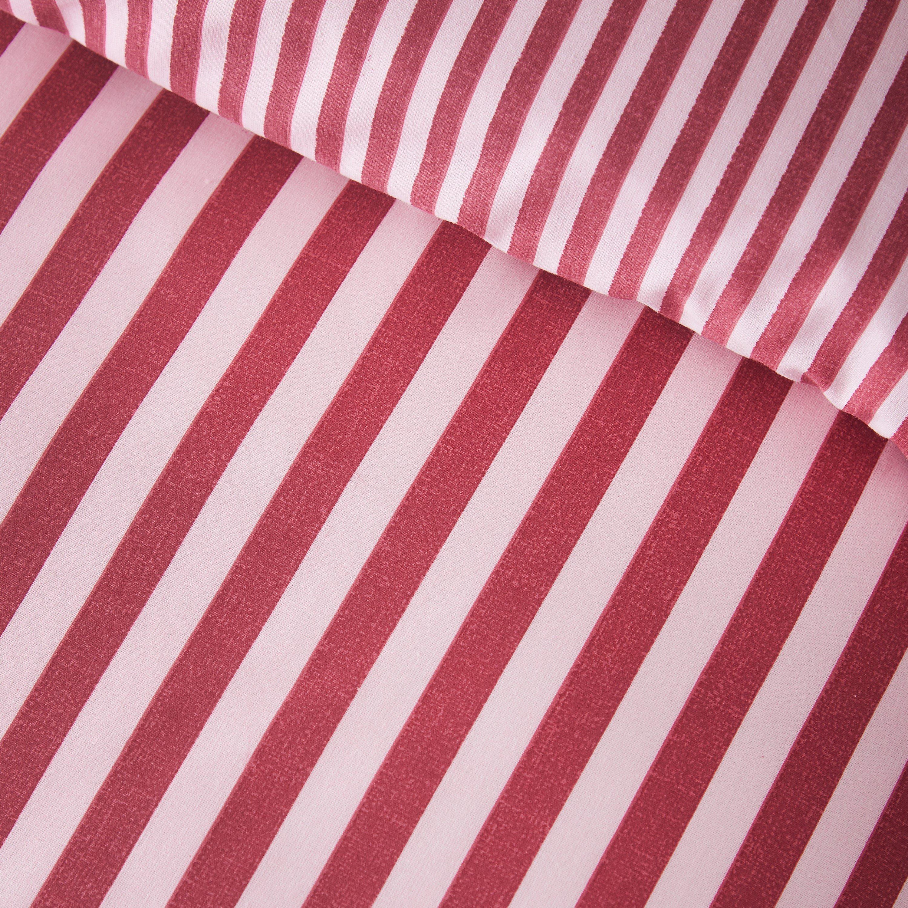 Burgundy - Catherine Lansfield - Epping Textured Stripe Reversible Duvet Cover Set - 4