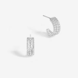 Simply Silver Sterling Silver 925 CZ Triple Row Hoop Earrings