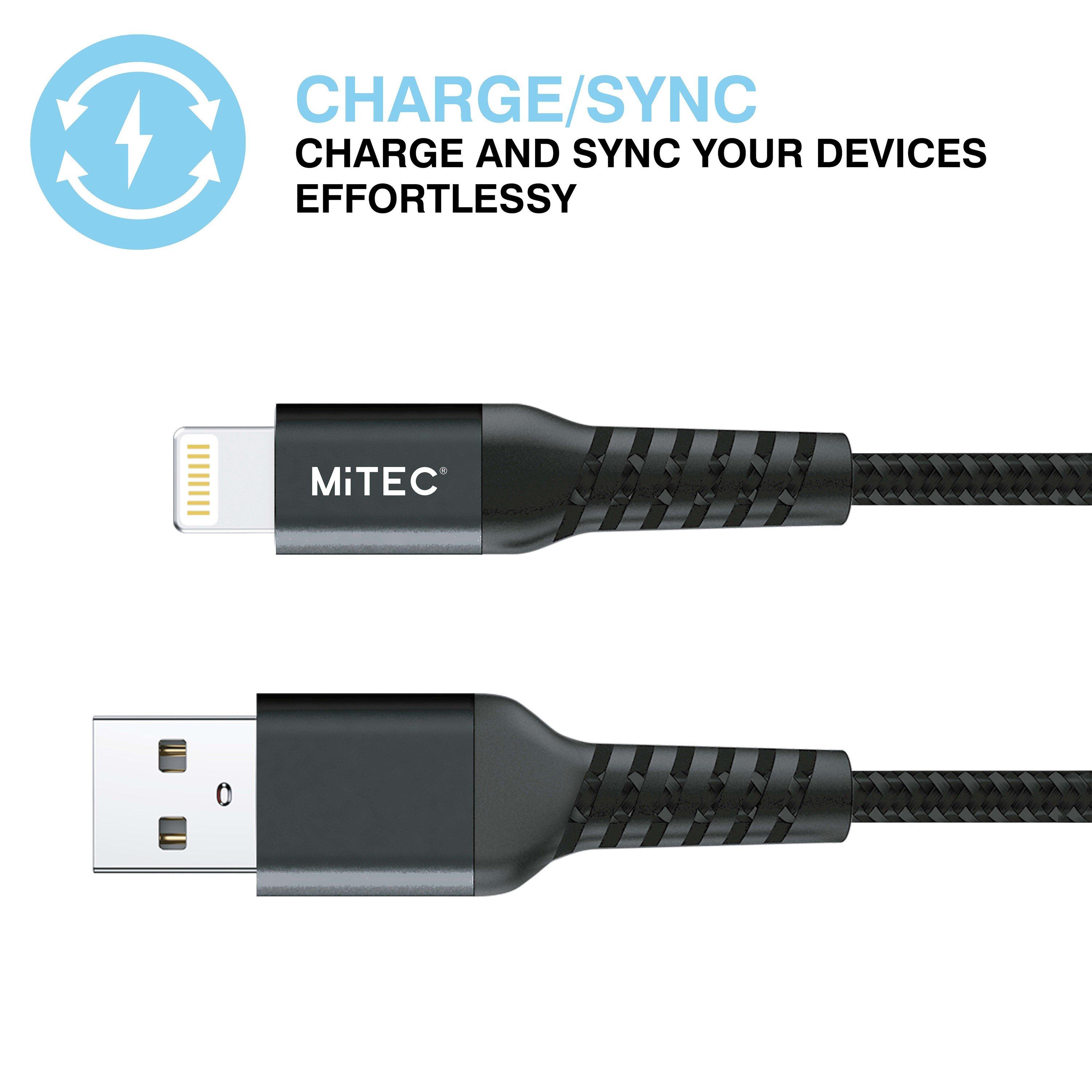 Noir - MiTEC - MITEC 1M MFI LIGHTNING BRAIDED CABLE BLACK - 5