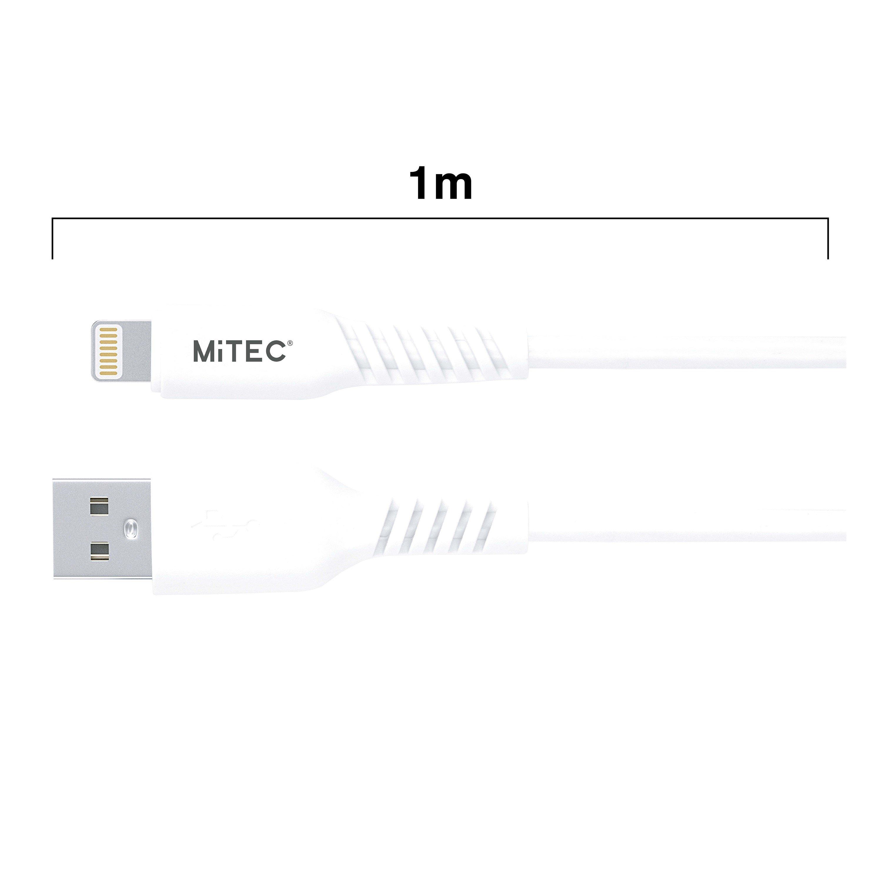 White - MiTEC - USB-A to Lightning MFI Cable 1M White - 2