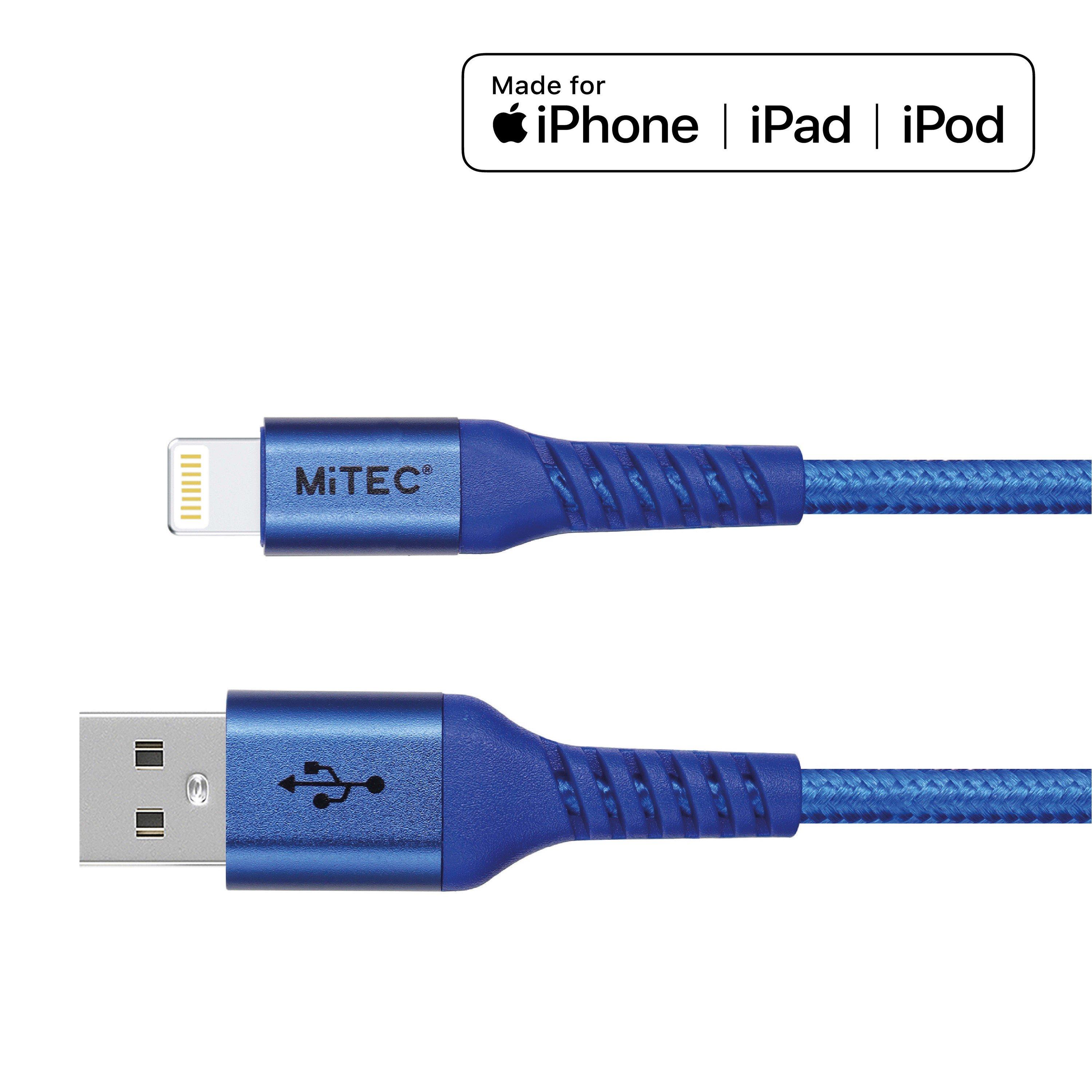 Blå - MiTEC - MITEC 1M MFI LIGHTNING BRAIDED CABLE BLUE - 4